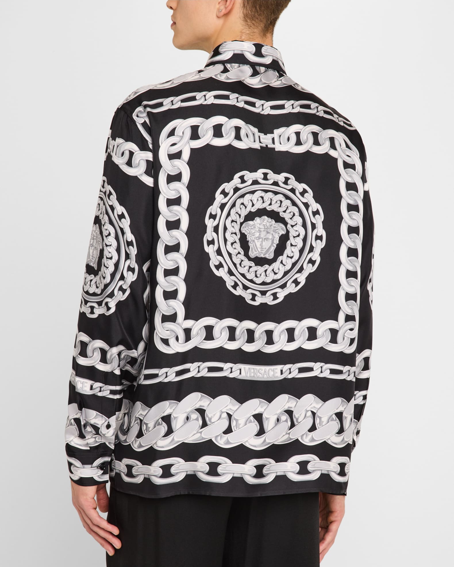 Versace Men's Medusa Chains Twill Sport Shirt | Neiman Marcus