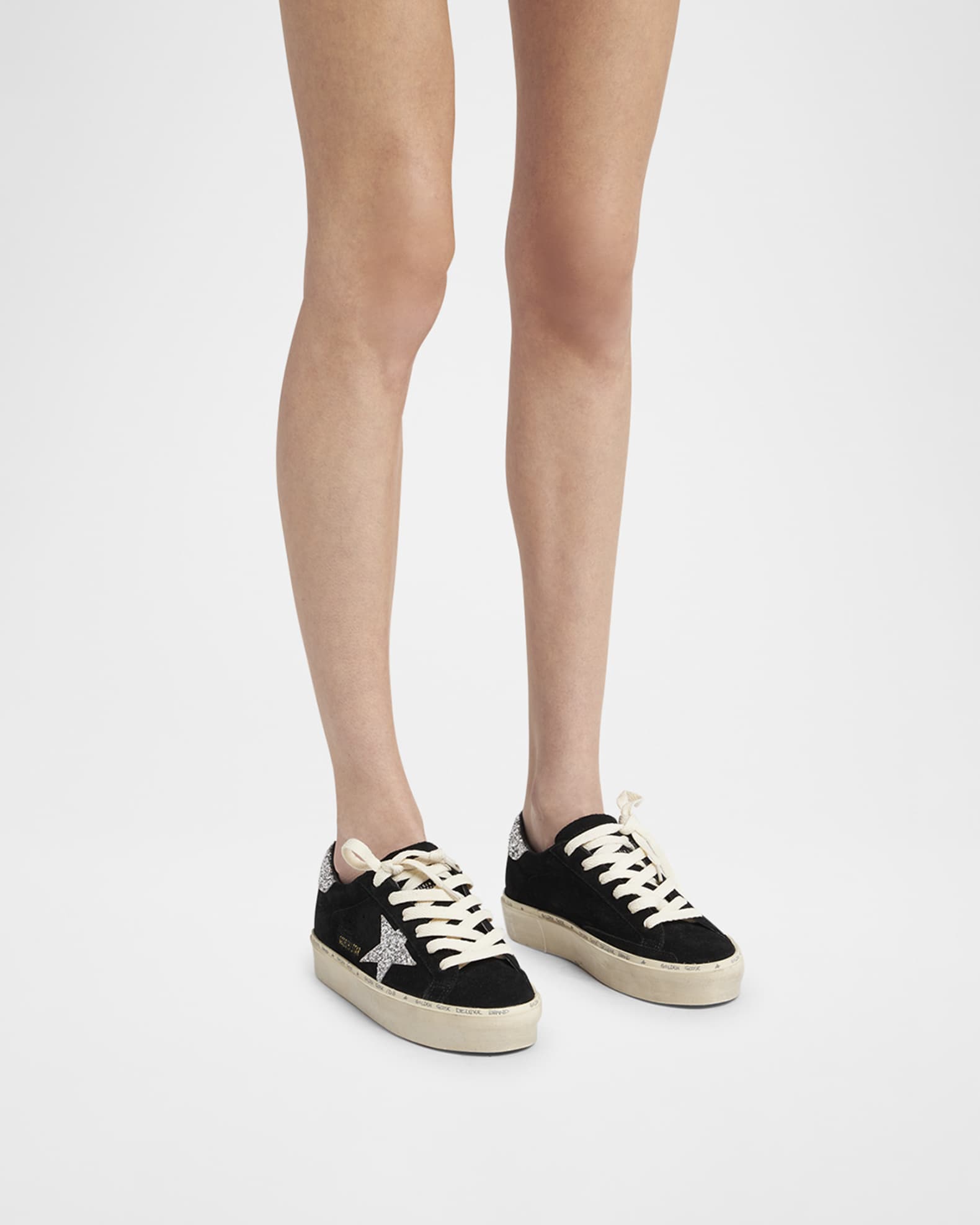 Golden Goose Hi Star Suede Glitter Low-Top Sneakers | Neiman Golden Goose Hi Star Suede Glitter Low-Top Sneakers | Neiman