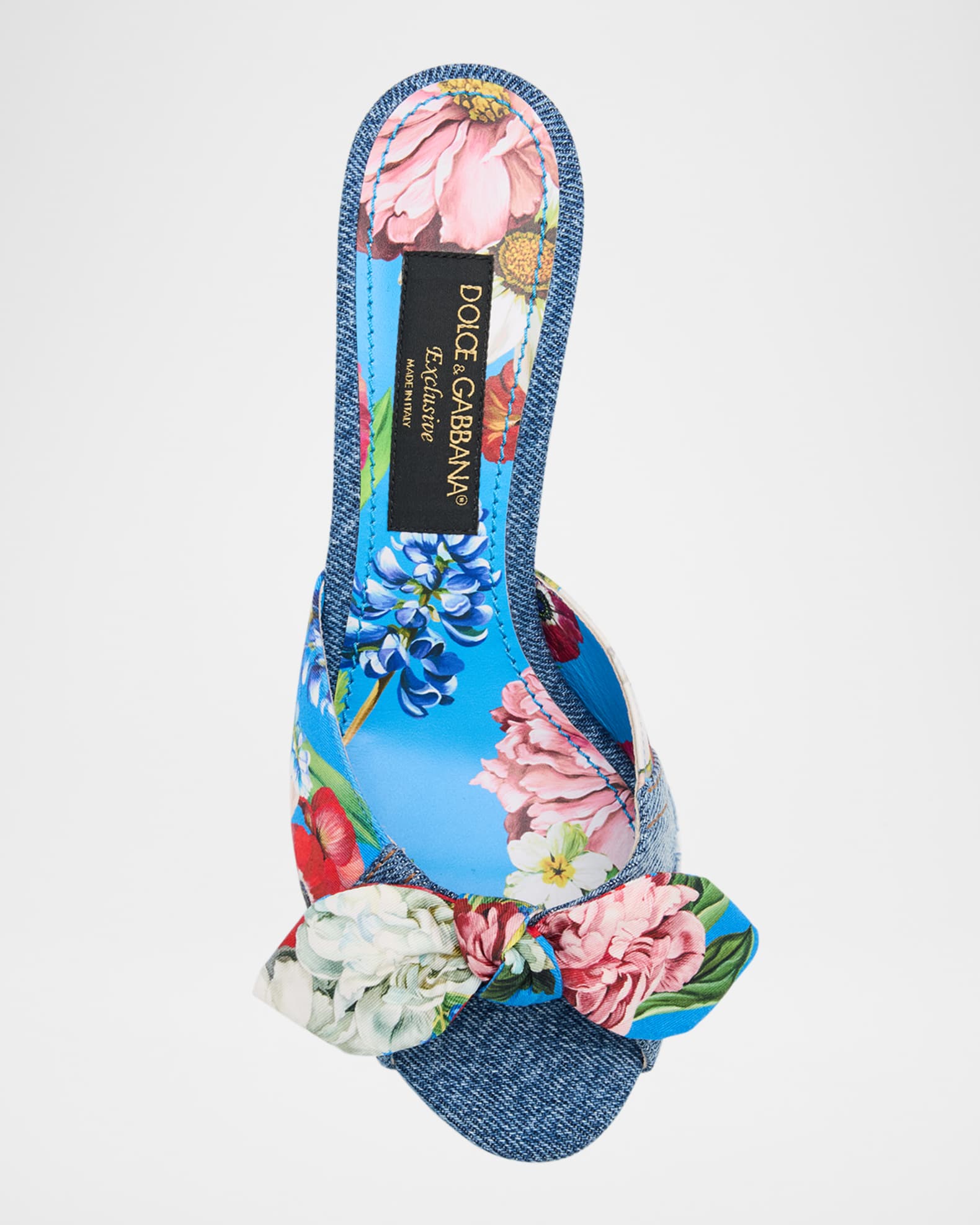 Dolce&Gabbana Kiera Sofia Denim Floral Bow Sandals | Neiman