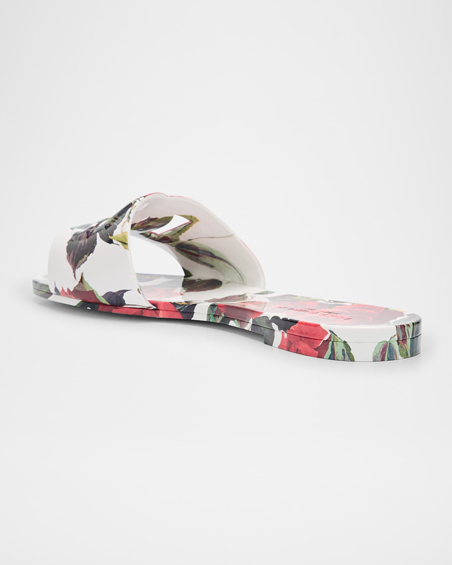 サンダル・ミュール Dolce & Gabbana Floral Printed Rubber Slide Sandals DOLCE&GABBANA Bianca cutout floral-print rubber slides | NET