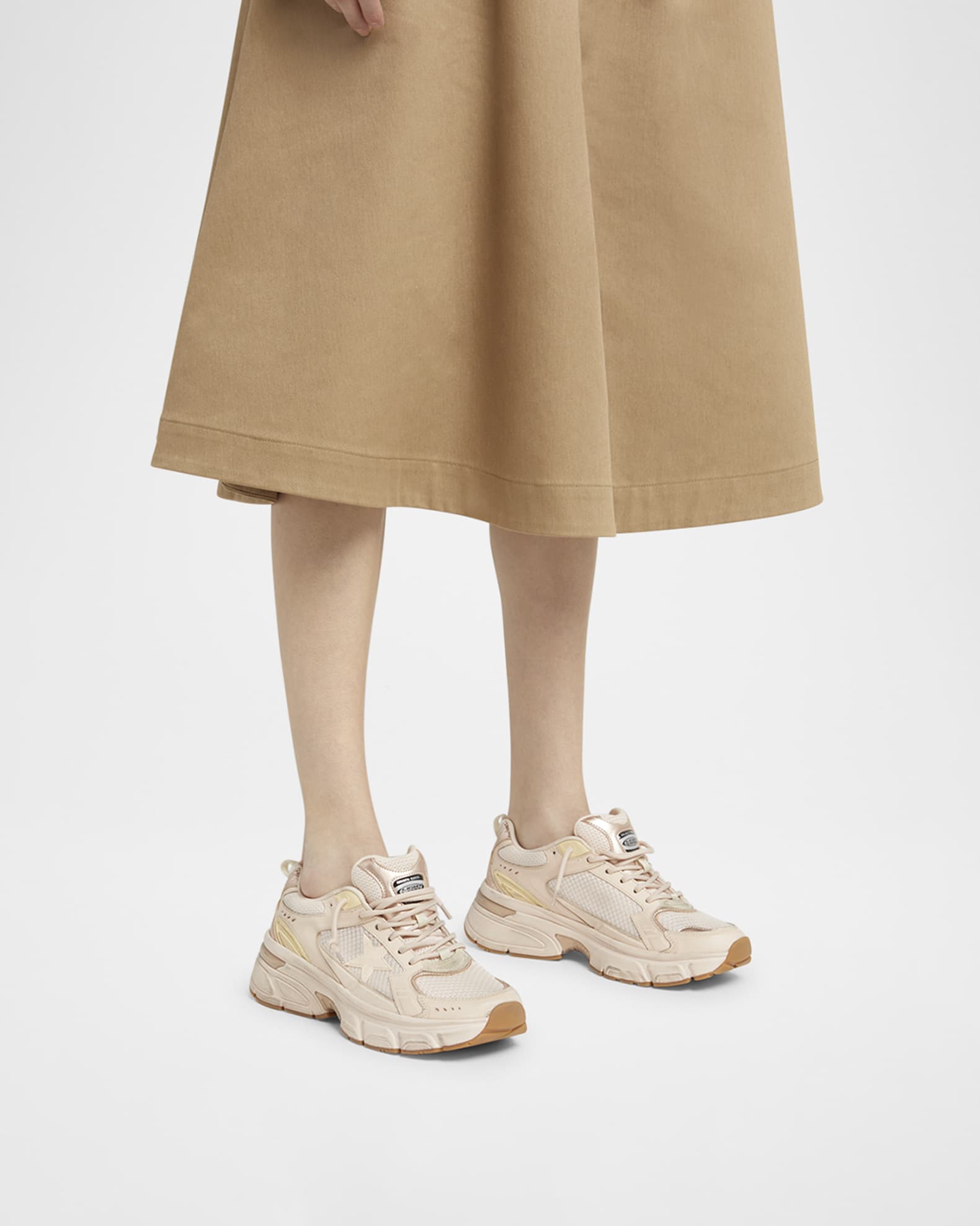 Golden Goose Lightstar Net Mixed Leather Runner Sneakers