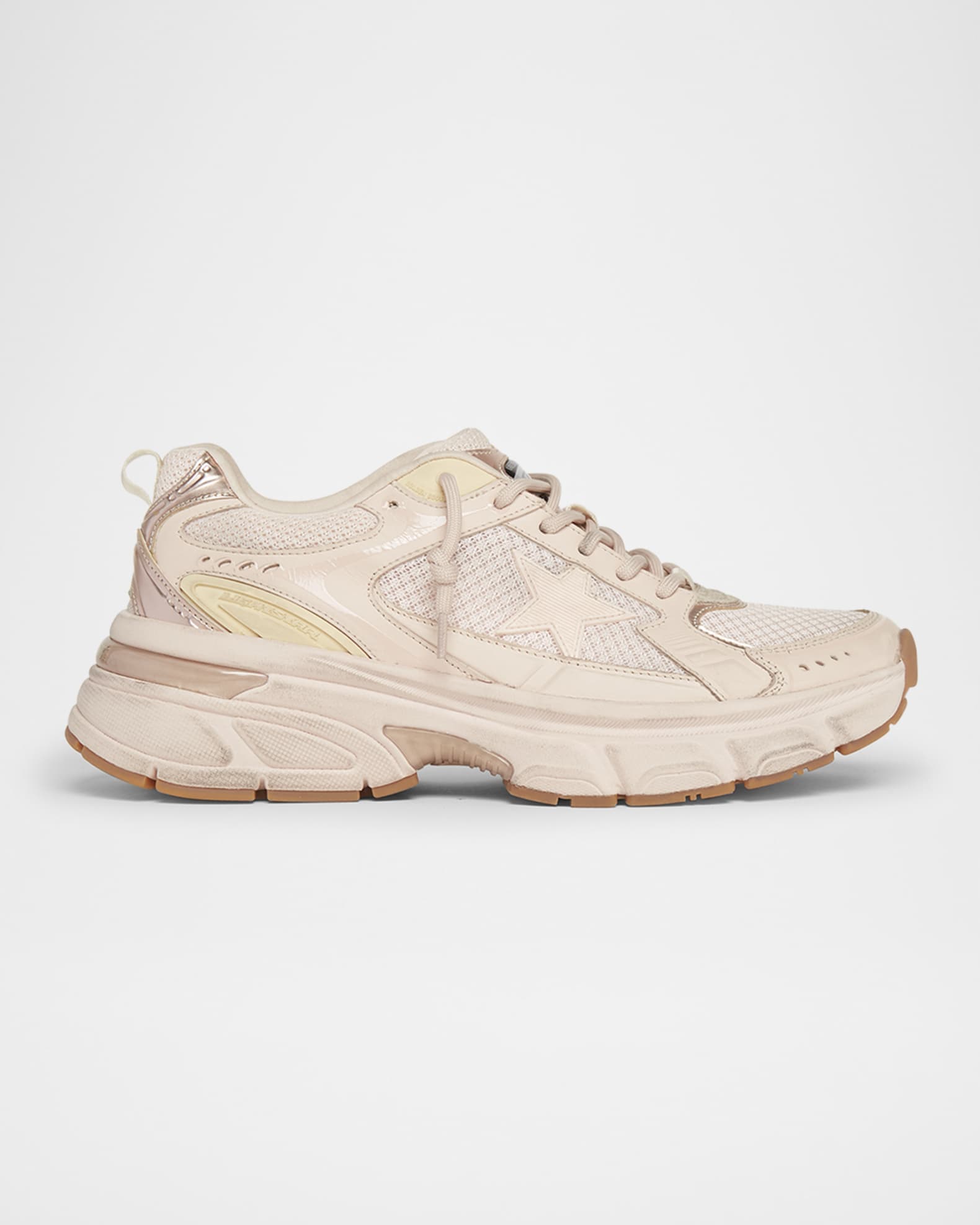 Golden Goose Lightstar Net Mixed Leather Runner Sneakers