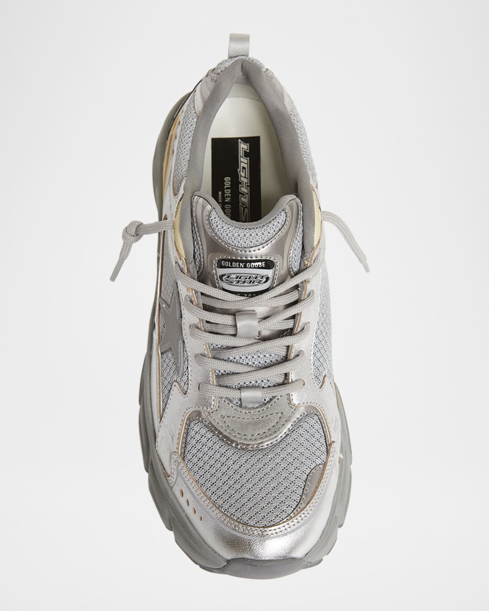 Golden Goose Lightstar Net Metallic Leather Runner Sneakers