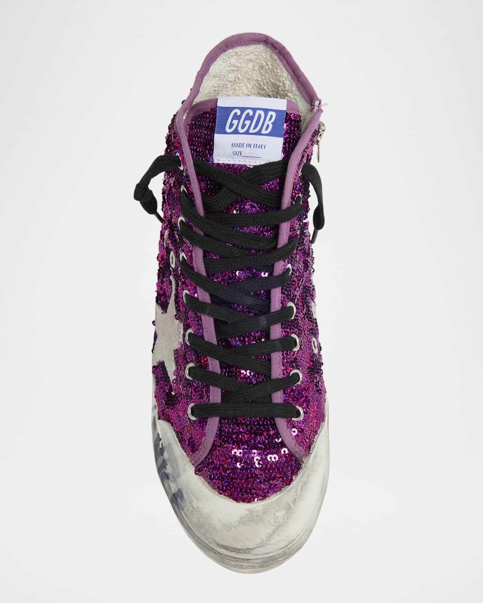 値下げ【希少モデル】GOLDEN  FRANCY GOLDEN GOOSE Francy glittered distressed leather and suede