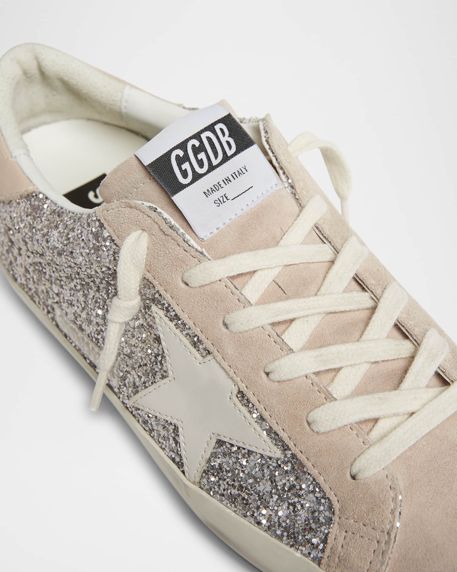 Golden Goose Super-Star Glitter Leather Low-Top Sneakers