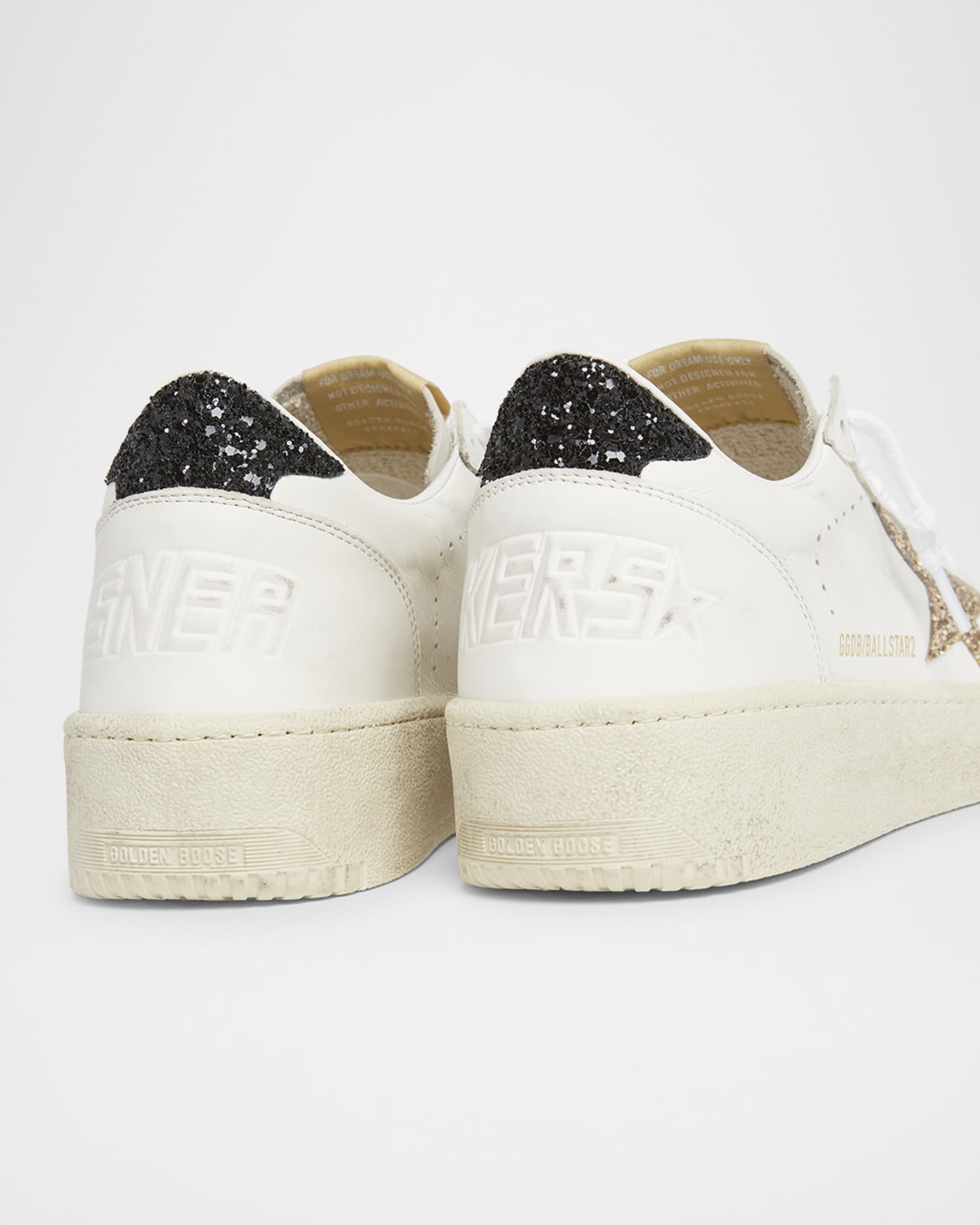Golden Goose Ball Star Leather Glitter Low-Top Sneakers