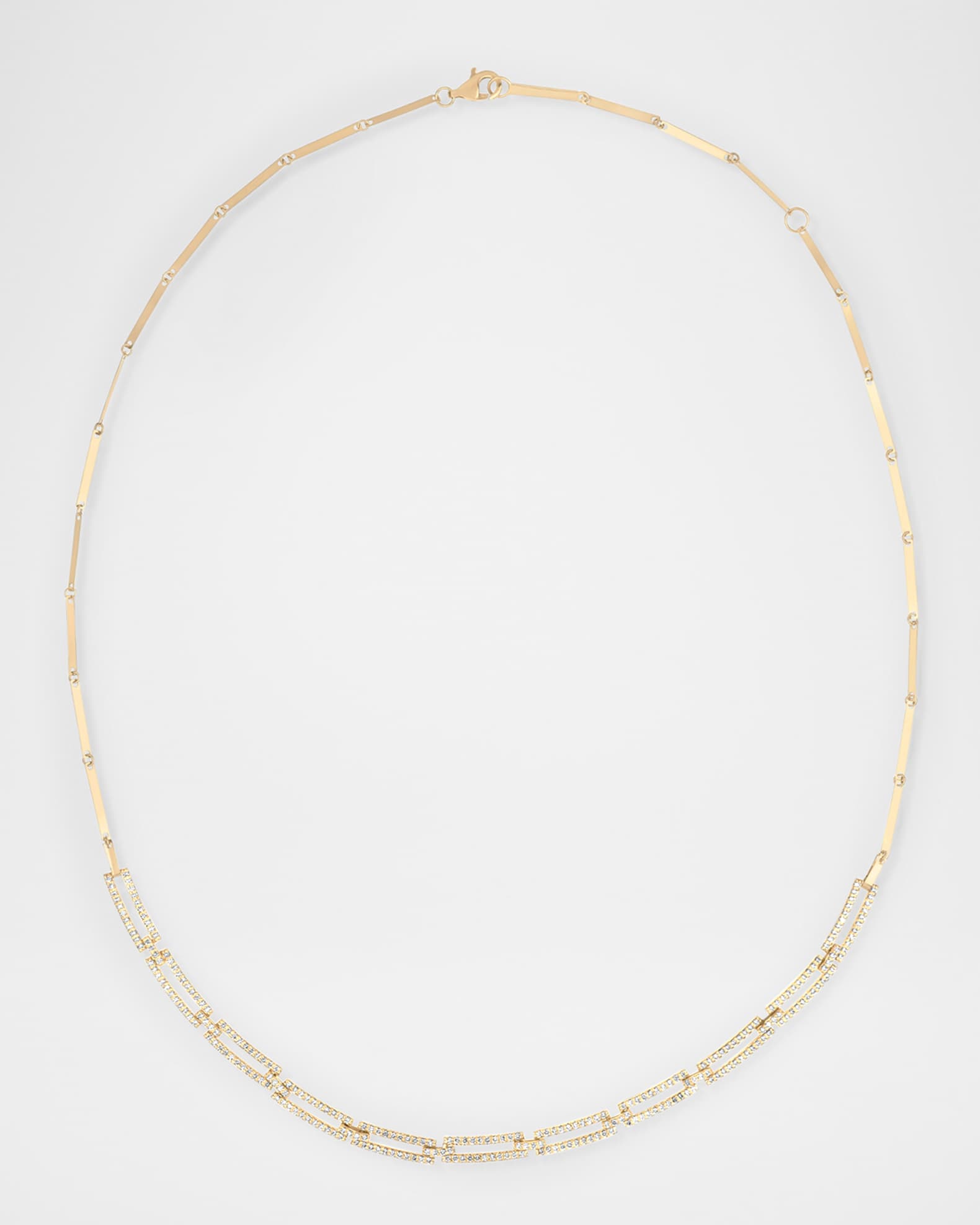 14K Yellow Gold Skinny Tag Link Moveable Necklace with Diamonds 0