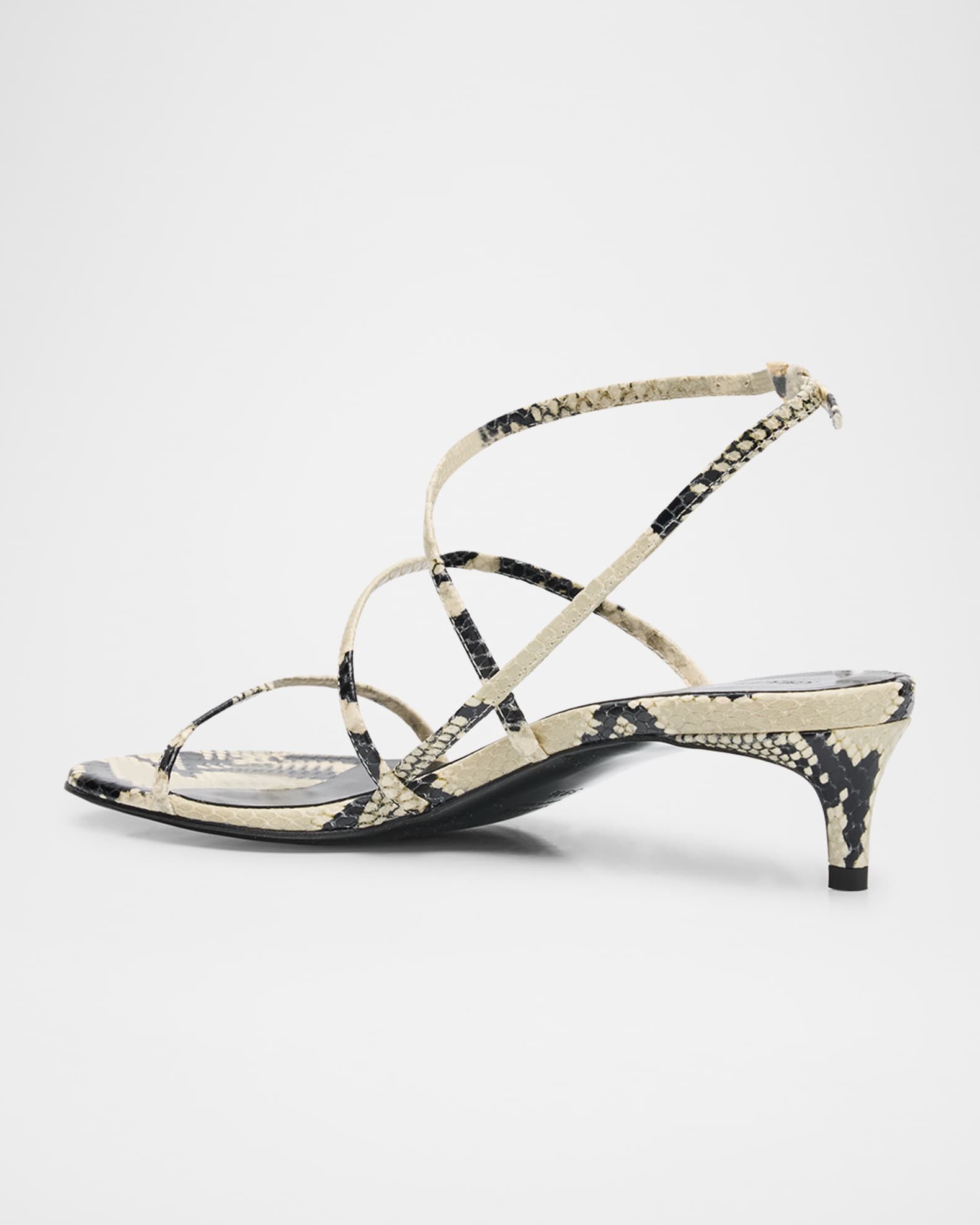 Strappy Python-Embossed Kitten Sandals 1
