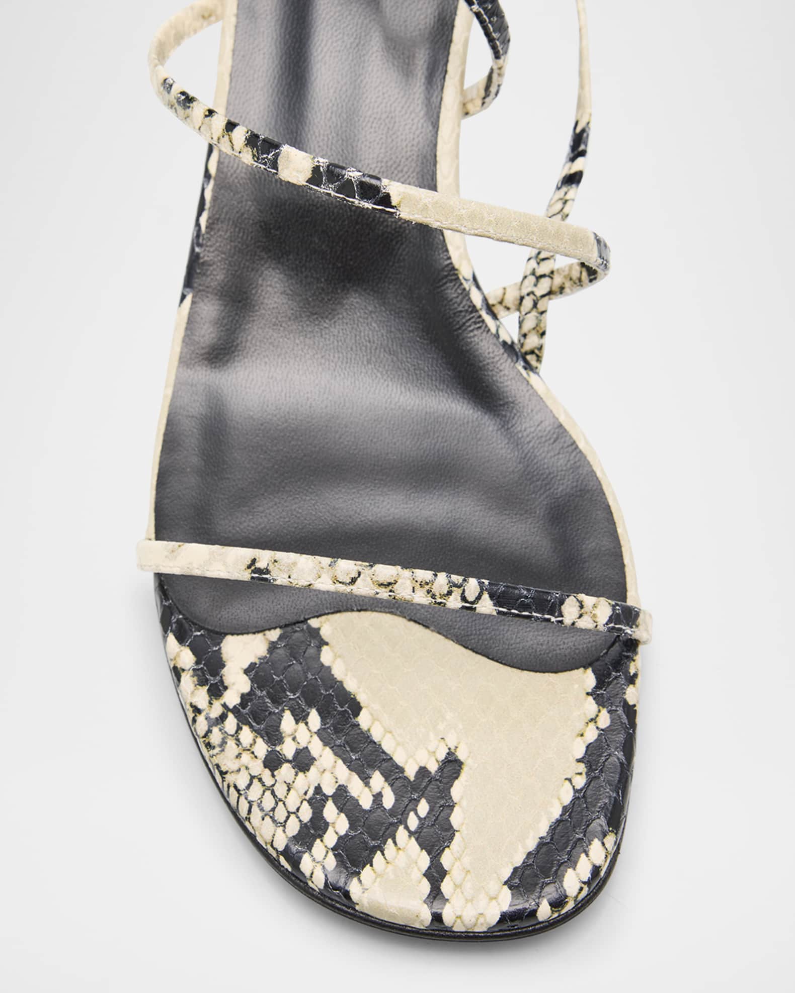 Khaite Strappy Python-Embossed Kitten Sandals | Neiman Marcus
