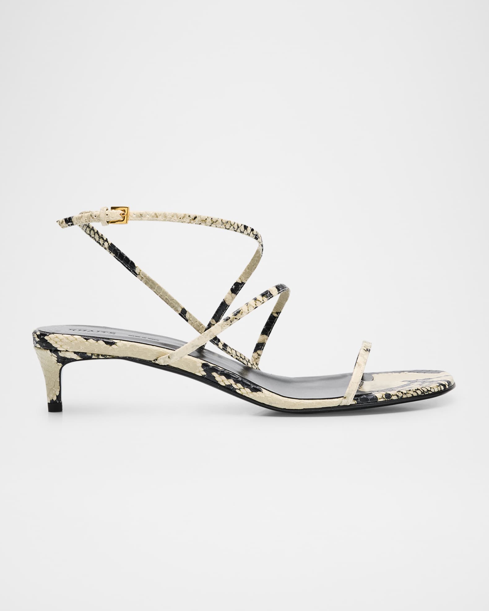 Strappy Python-Embossed Kitten Sandals 0