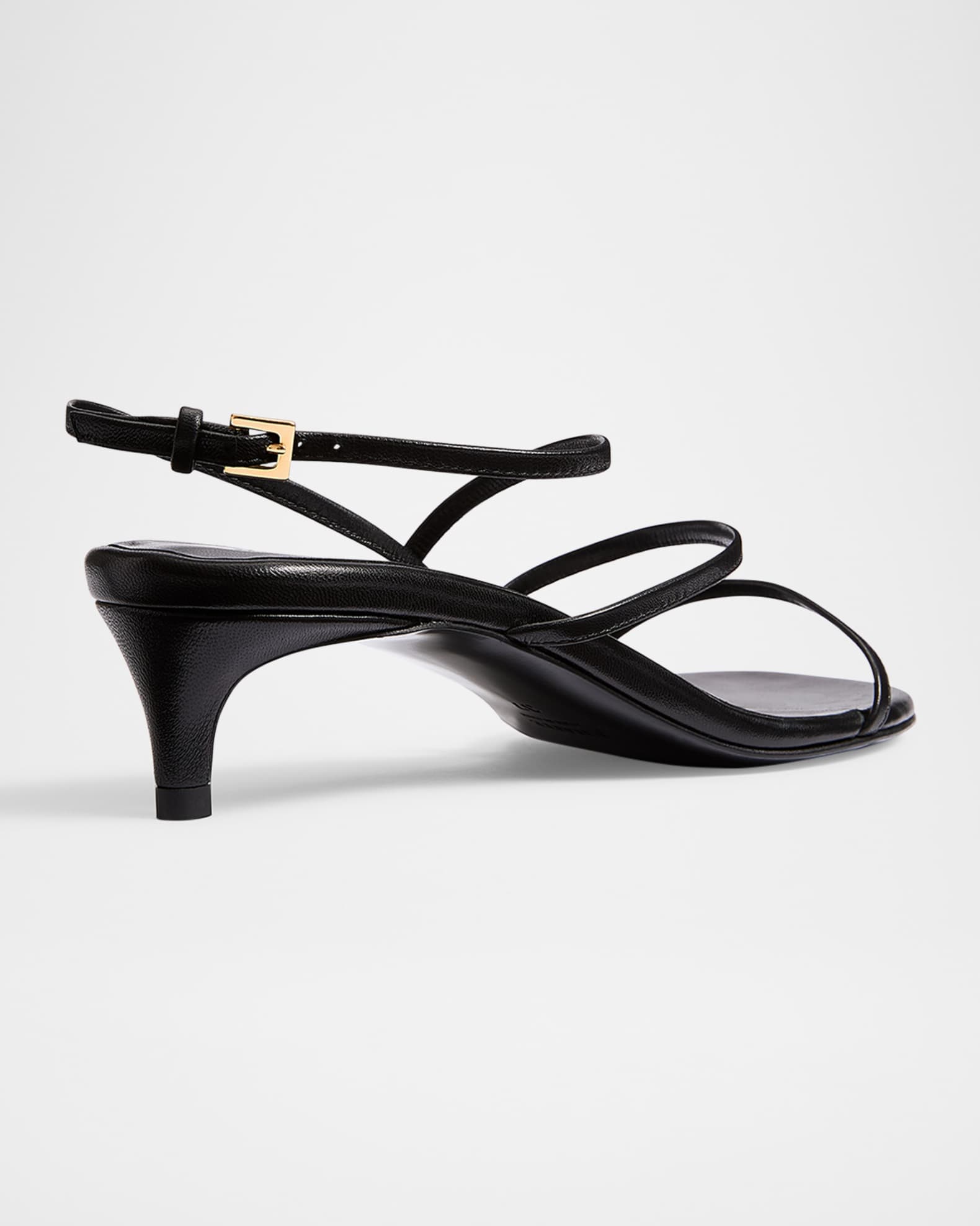 Khaite Strappy Leather Kitten-Heel Sandals | Neiman Marcus