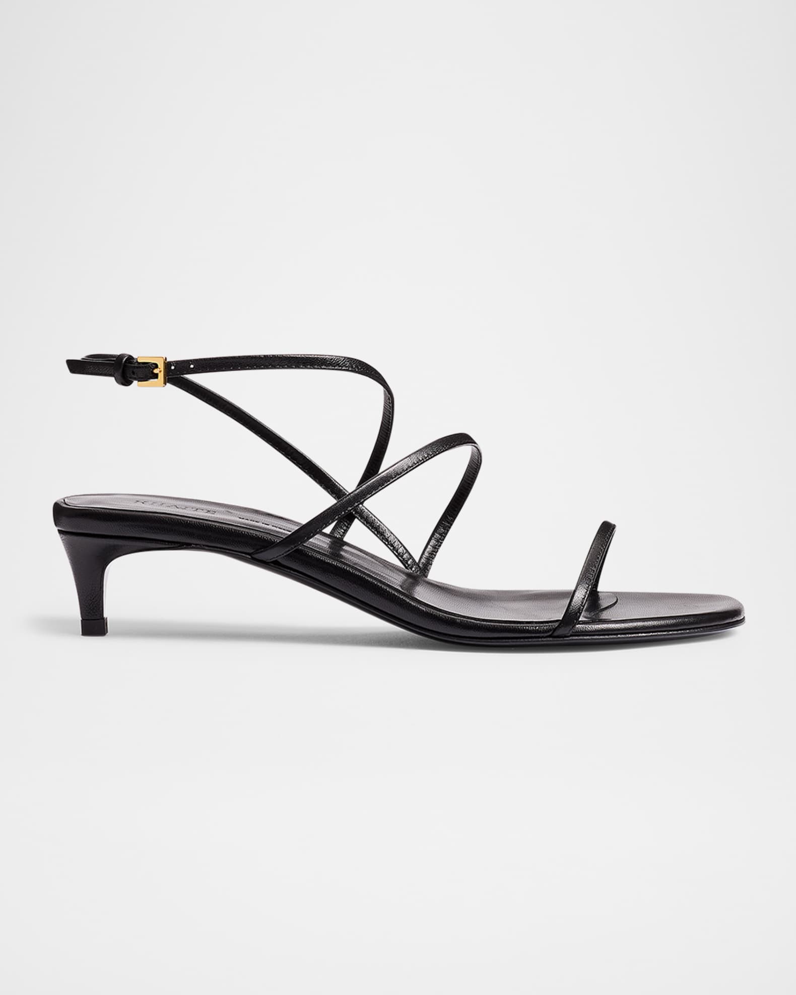 Strappy Leather Kitten-Heel Sandals 0
