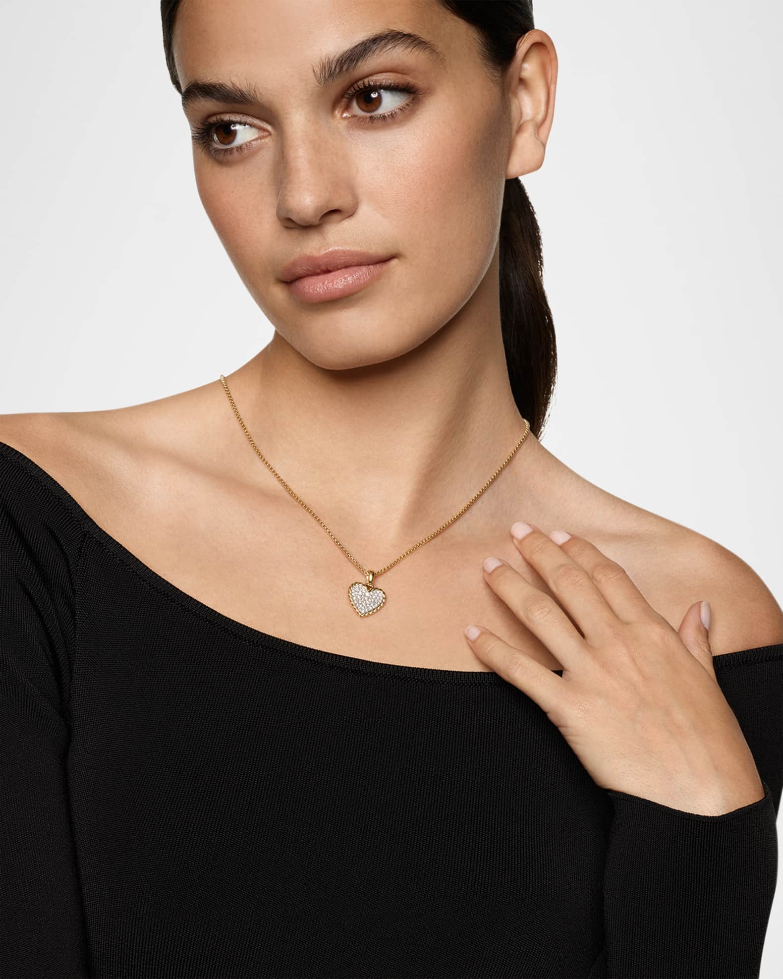 Pave Plate Heart Enhancer with Diamonds in 18K Gold , 17mm 1
