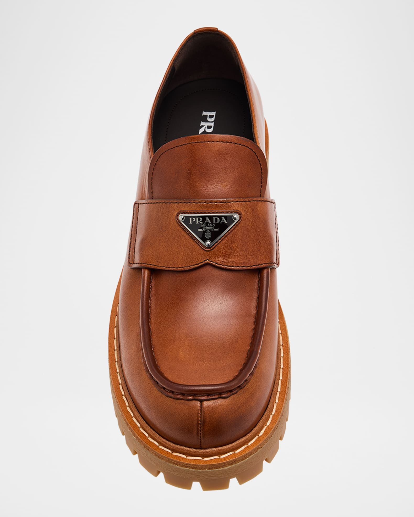 商品画像：Prada Men's St Moritz Leather Penny Loafers | Neiman Marcus 2
