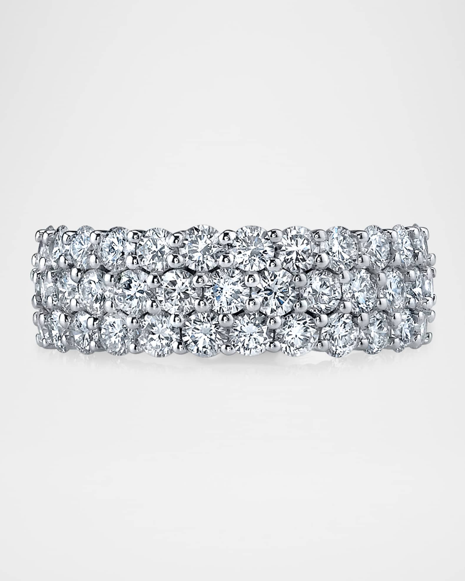 x Danielle Klein Platinum 3-Row Diamond Prong-Set Eternity Band Ring, 4.3tcw 0