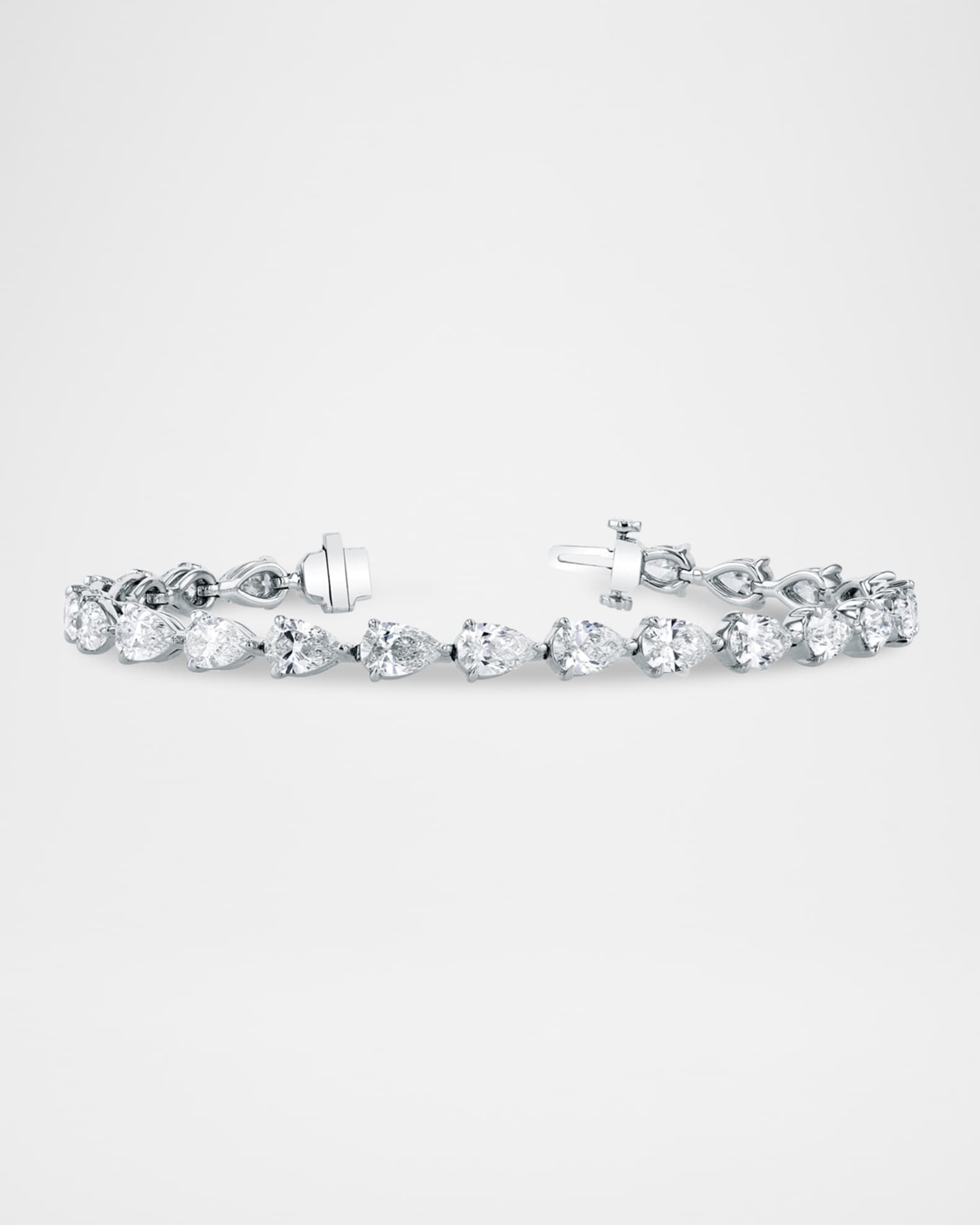 x Danielle Klein Platinum East-West Pear Diamond Bracelet, 7"L, 13.50tcw 0