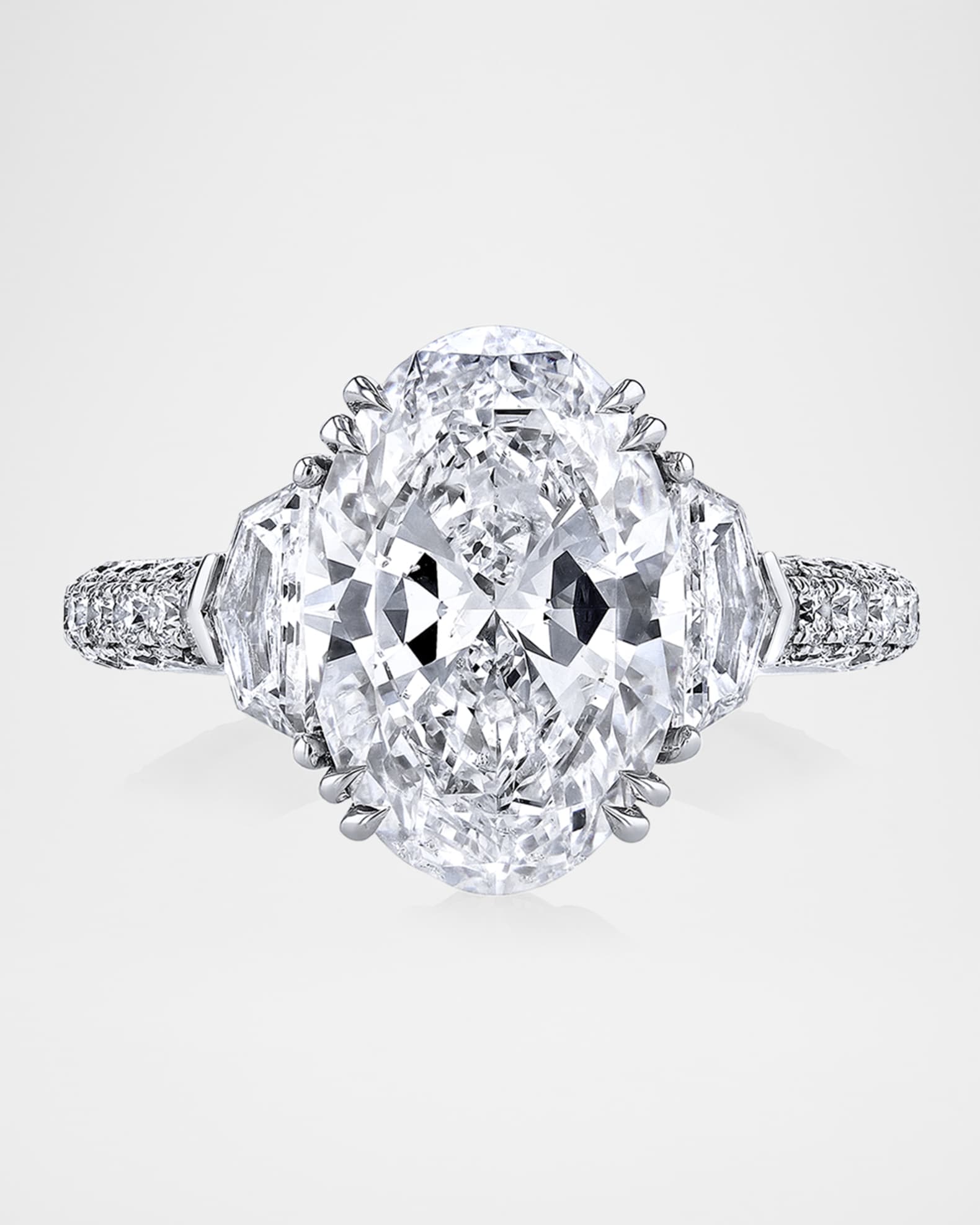 Platinum Oval Diamond Statement Ring, Size 6.5, 5.38tcw 0