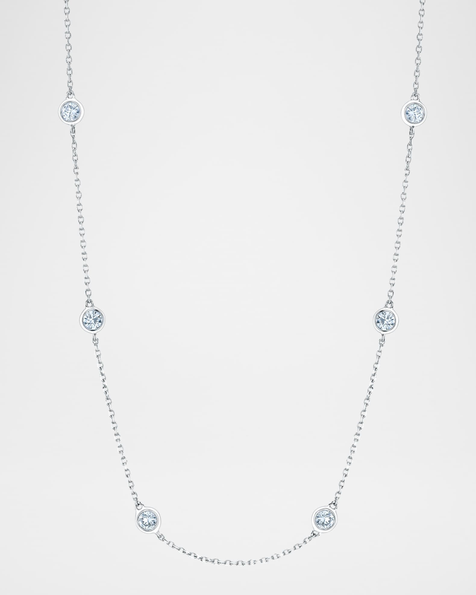 Neiman Marcus Diamonds Platinum Handmade Diamond Station Chain Necklace