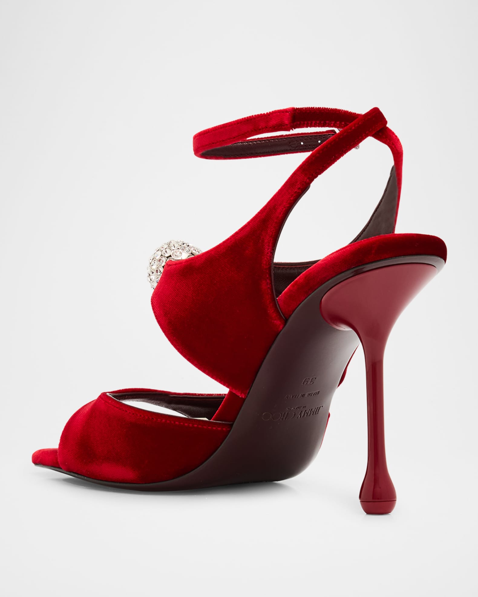 Crystal Velvet Ankle-Strap Sandals