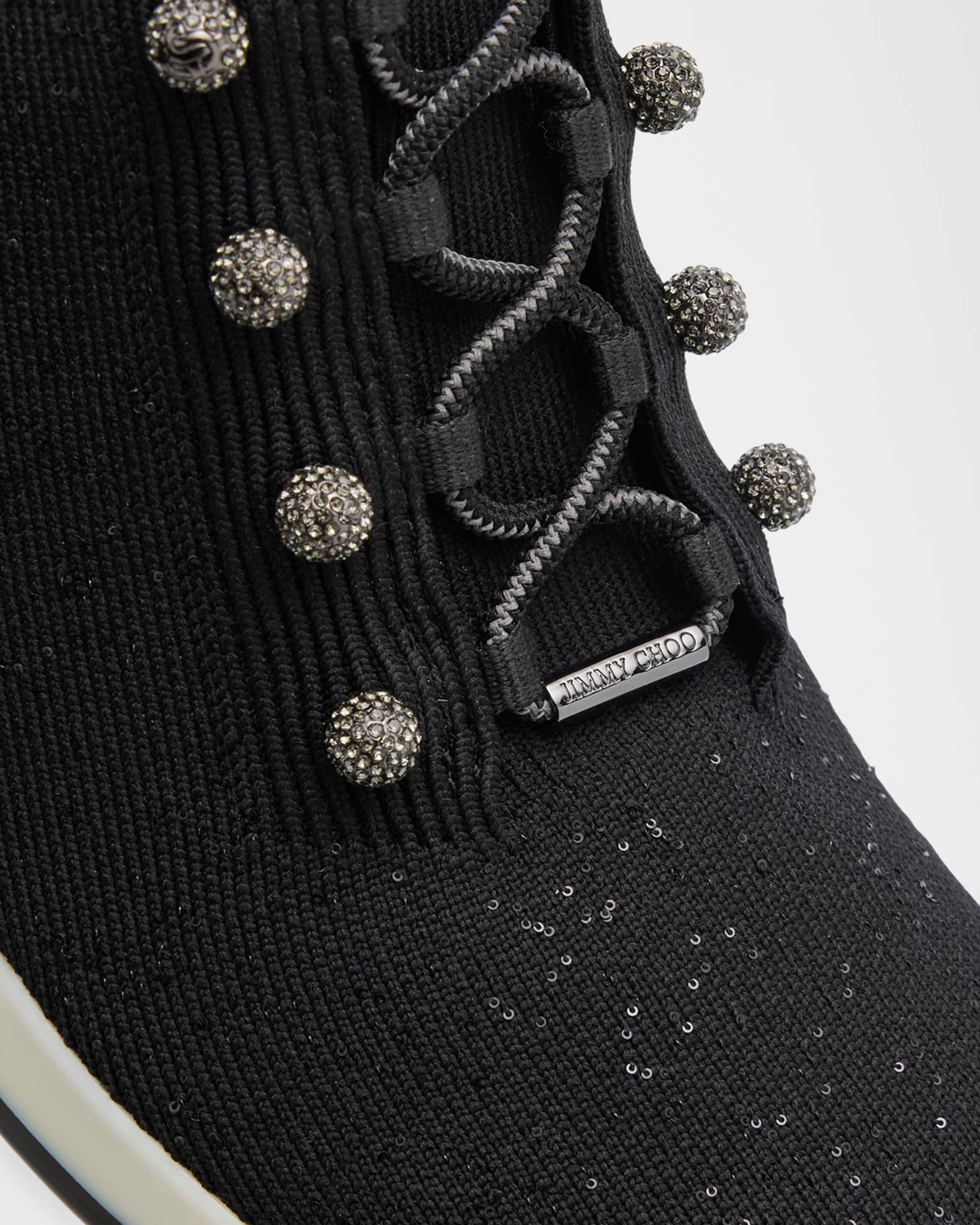 JIMMY CHOO ウェレス ロ トッフ スニカ VELESPGZ BLACKMIX Jimmy Choo Veles Sequin Knit Trainer Sneakers | Neiman Marcus