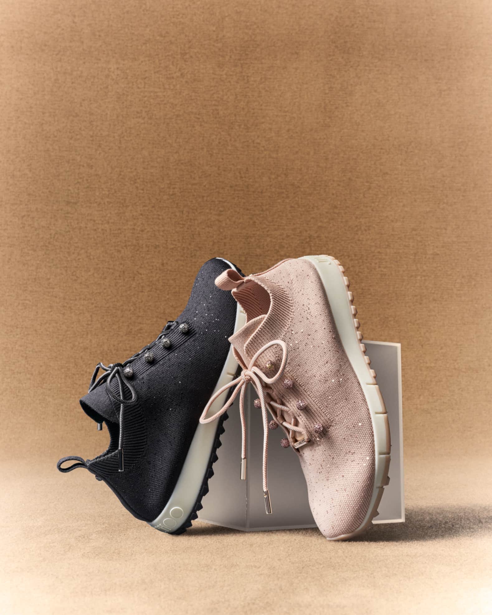 Jimmy Choo Veles Sequin Knit Trainer Sneakers | Neiman Marcus
