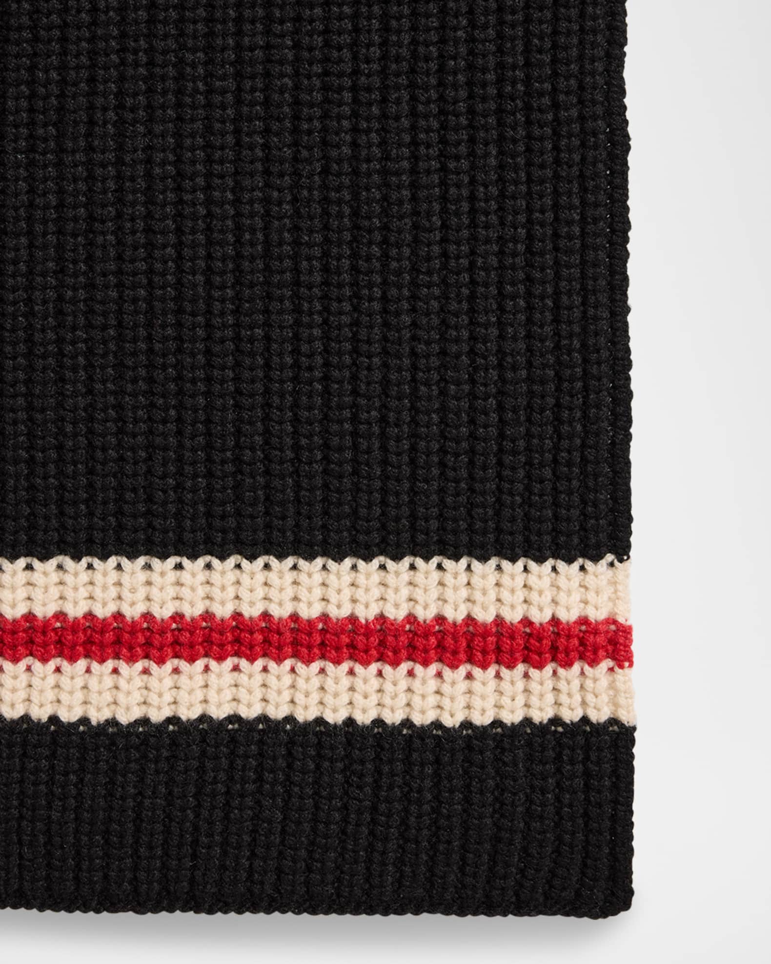 Striped Rib Knit Cashmere Scarf 1