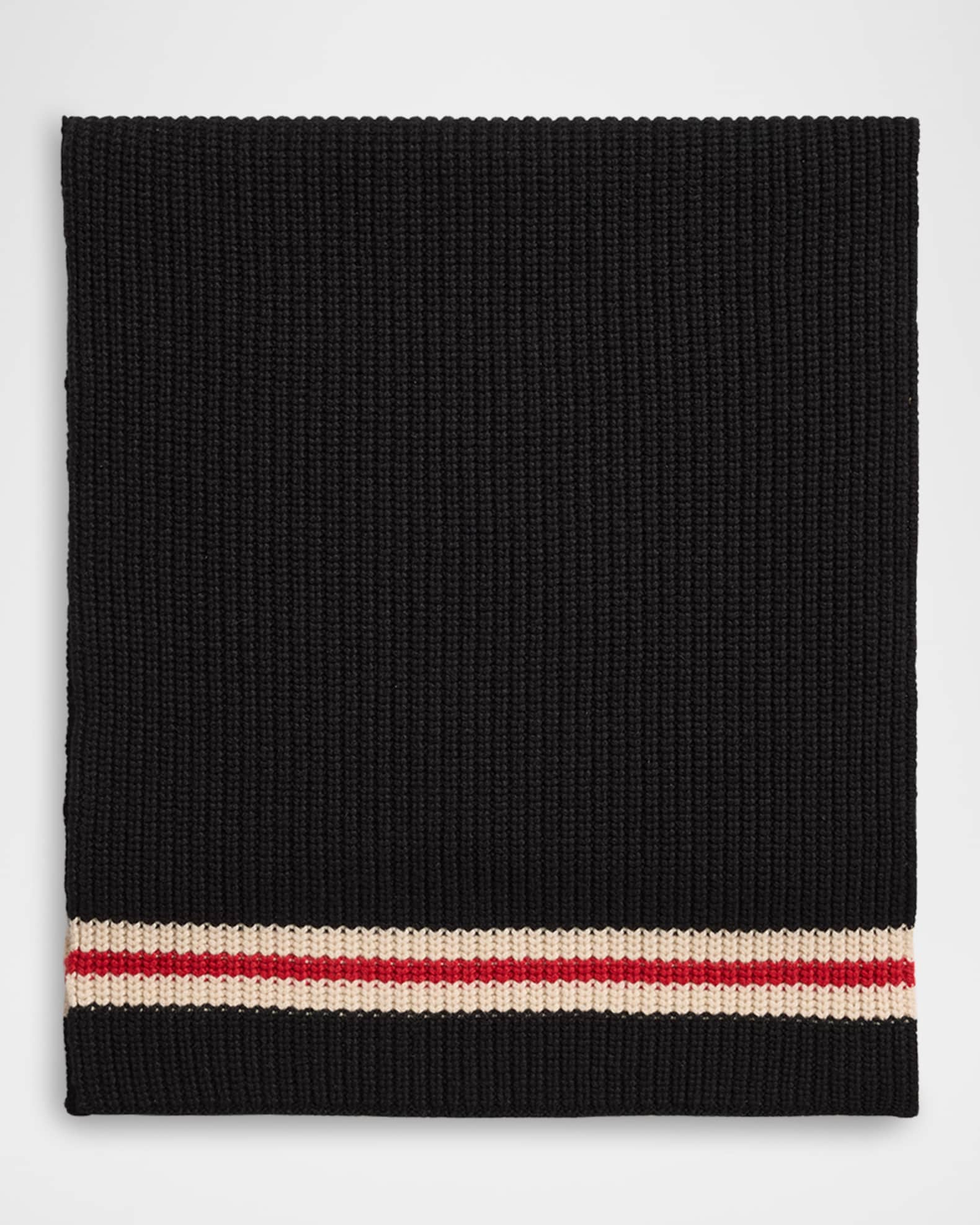 Striped Rib Knit Cashmere Scarf 0