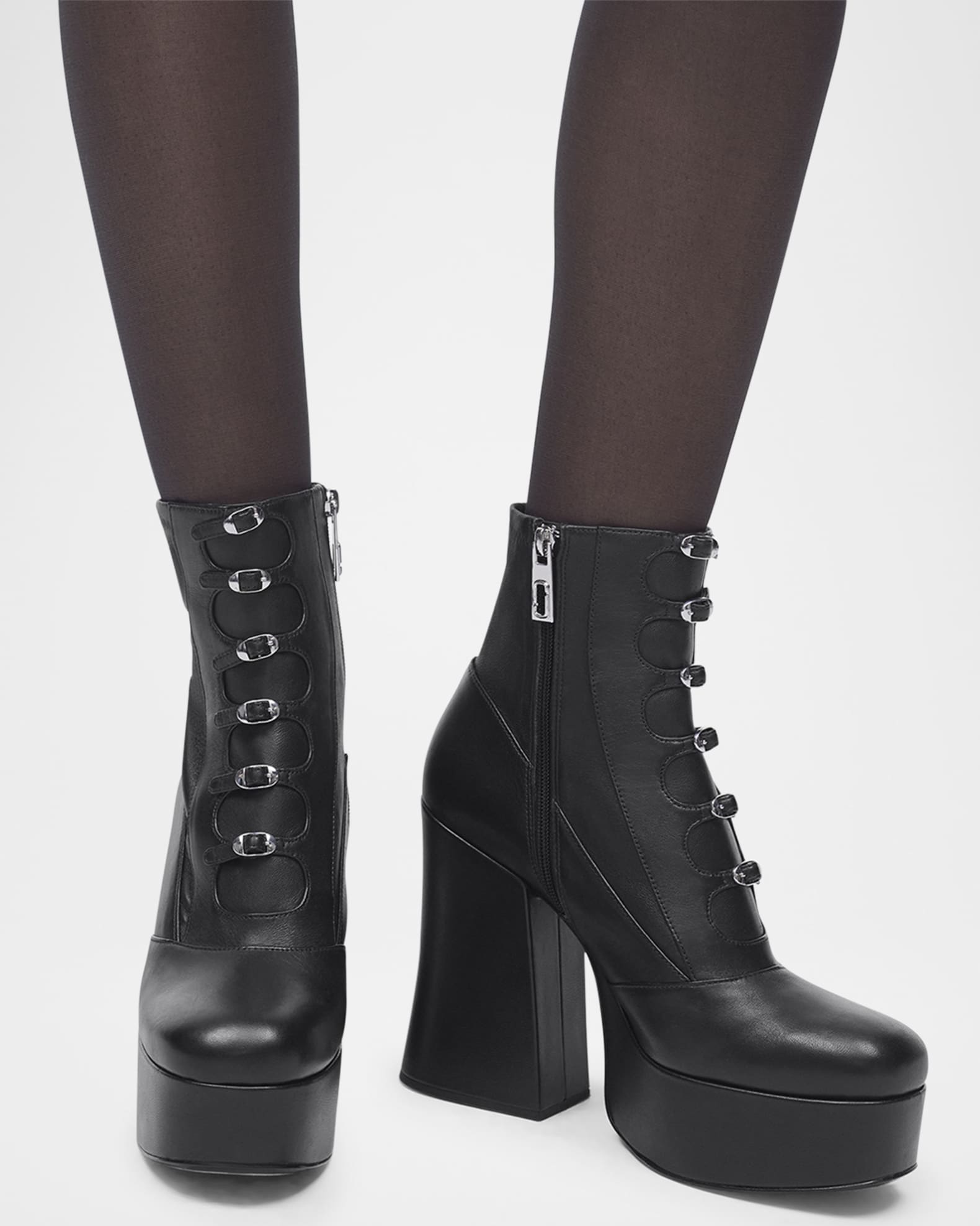 【関税込み】The Kiki Stretch Ankle Boots - Marc Jacobs - Lea Marc Jacobs Kiki Stretch Leather Buckles Platform Booties