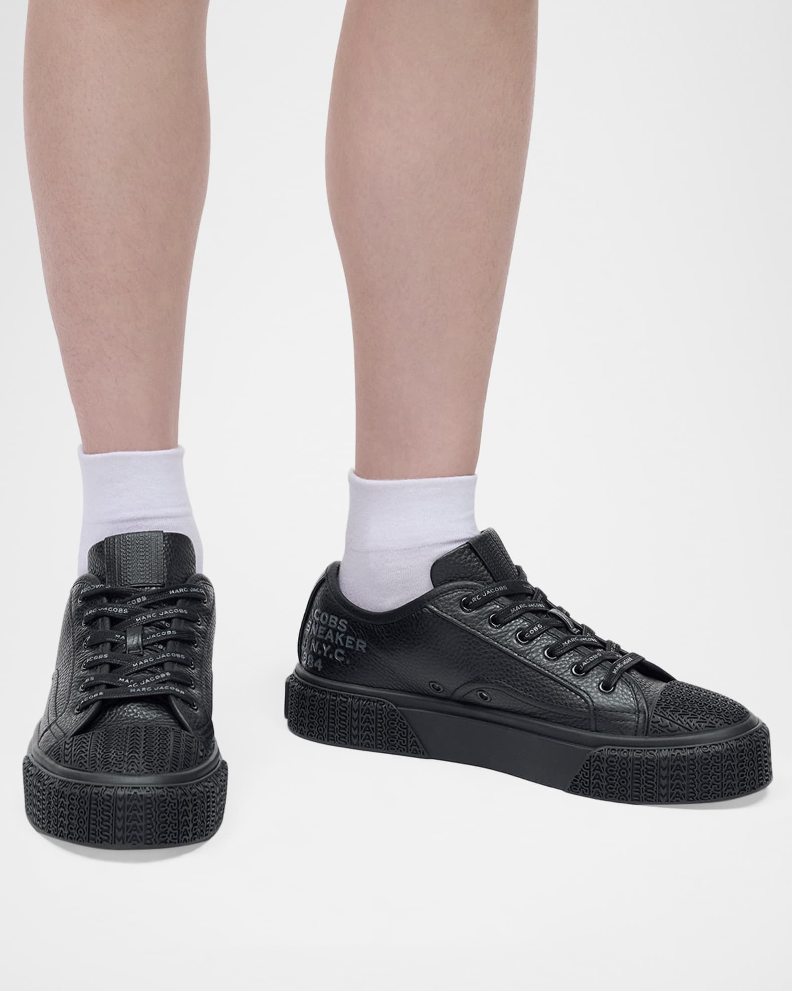Marc Jacobs Leather Low-Top Logo Sneakers | Neiman Marcus