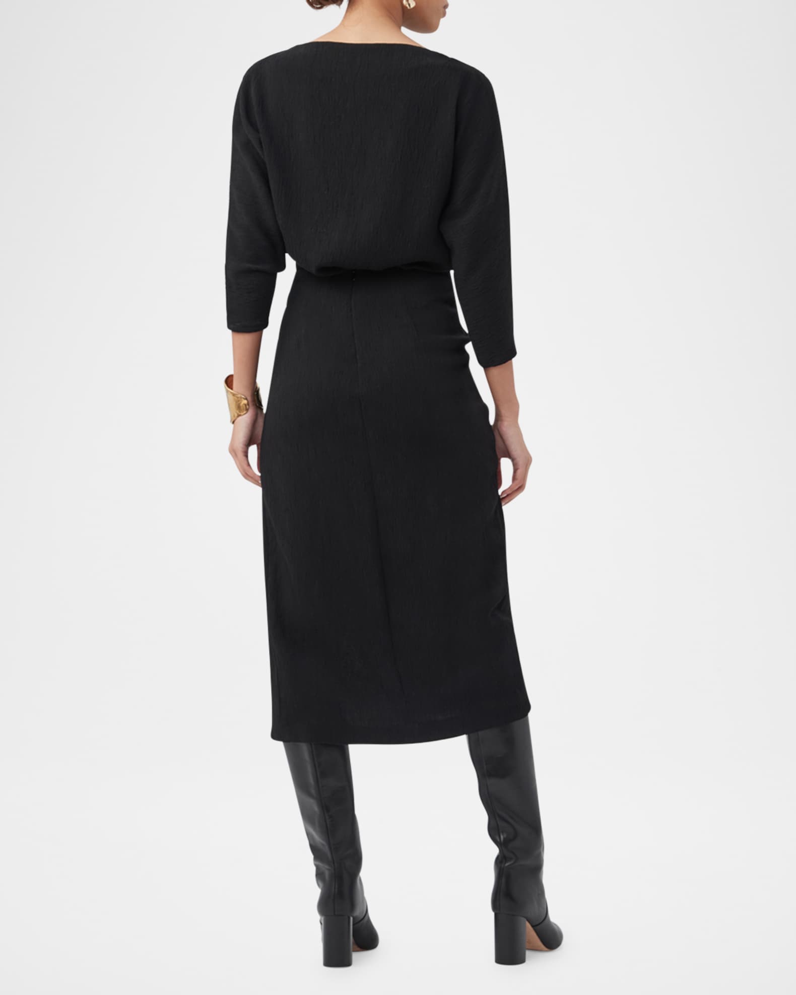 Abiba Gathered Faux-Wrap Midi Skirt 1