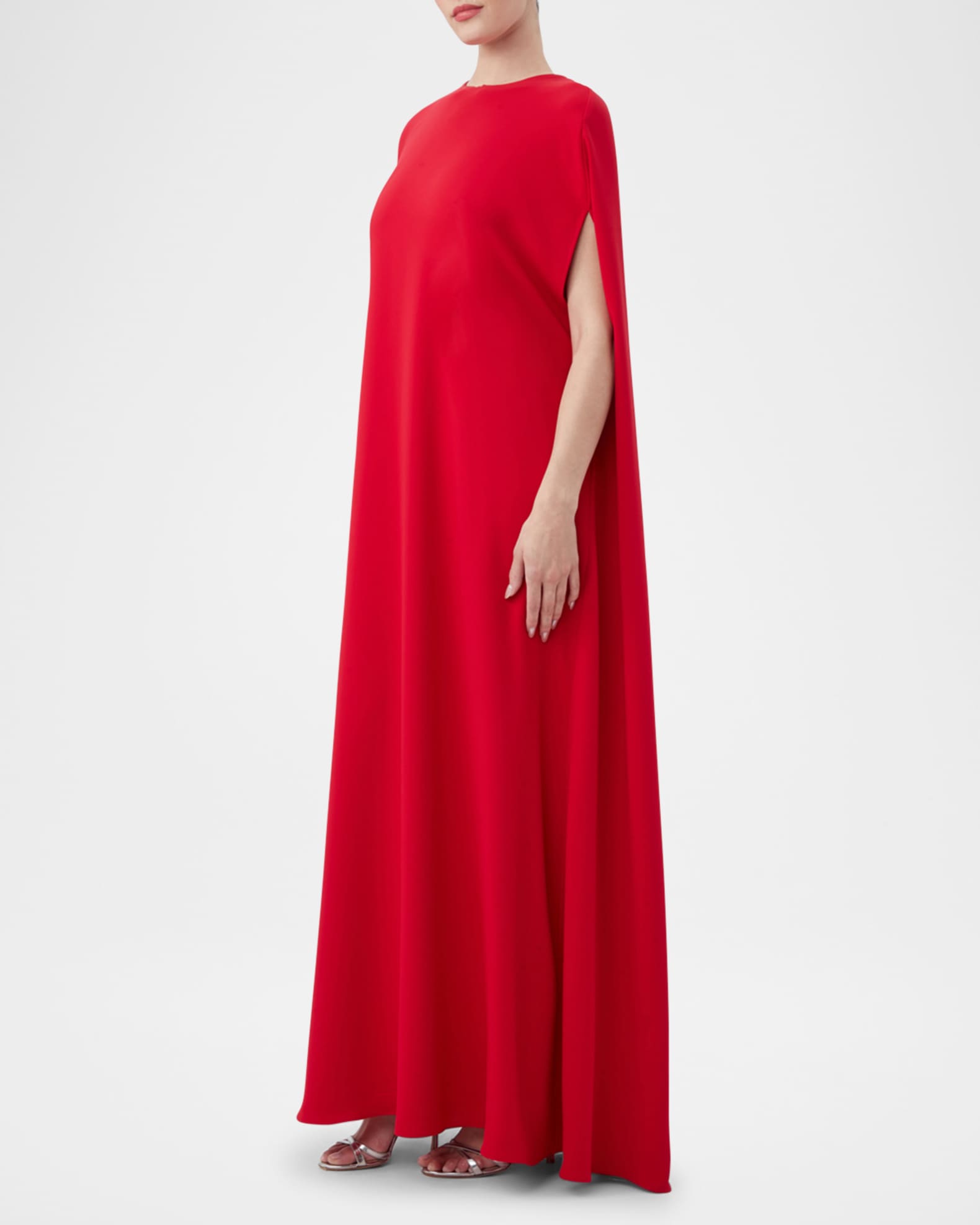 Hiba Fuchsia Cape Style Evening Gown for Women