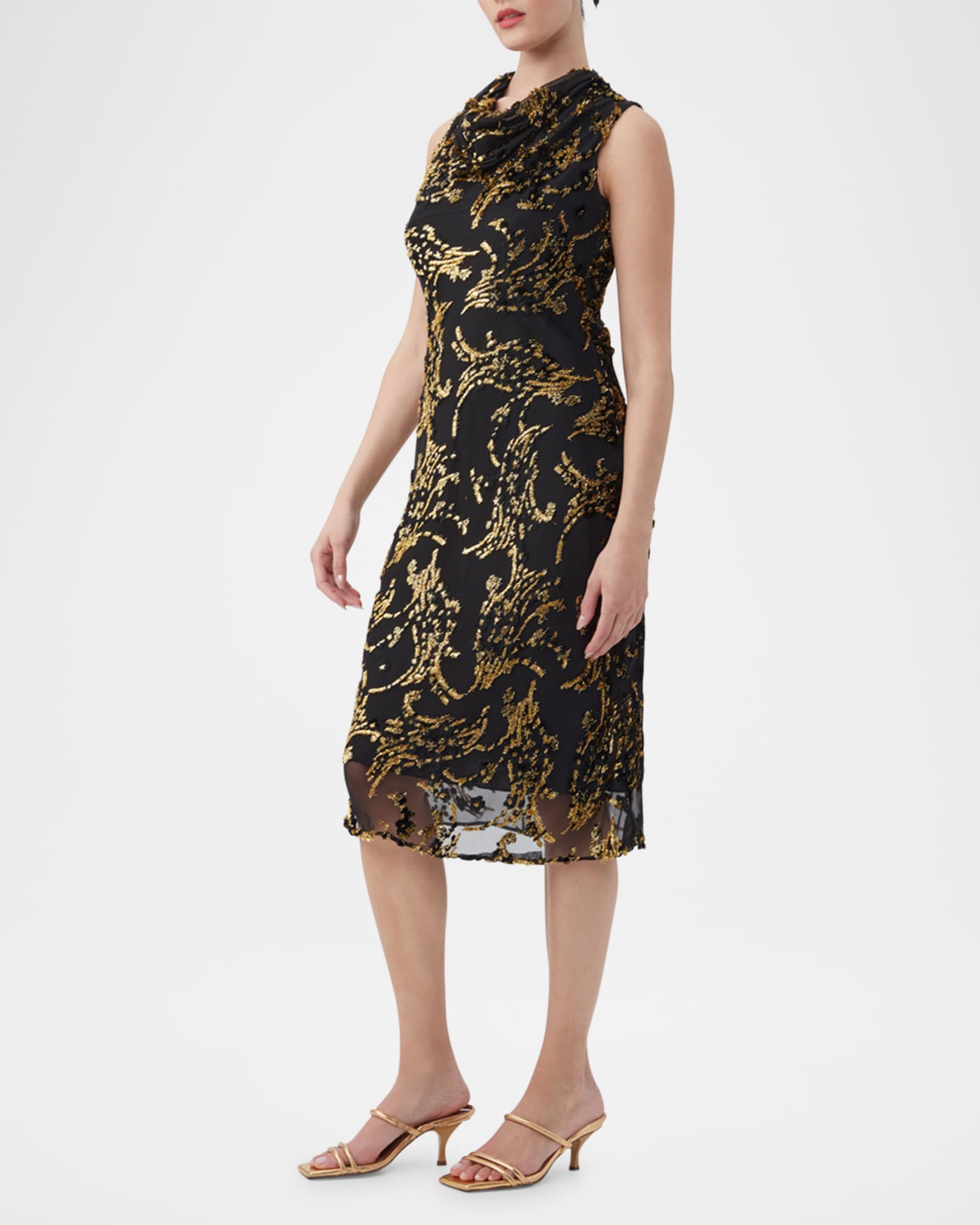 Ulani 2 Metallic Cowl Neck Midi Dress