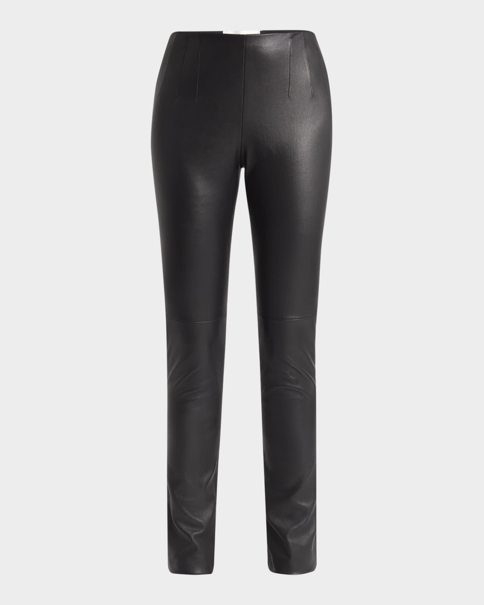 Lakun Leather Skinny Leg Slit Hem Pants