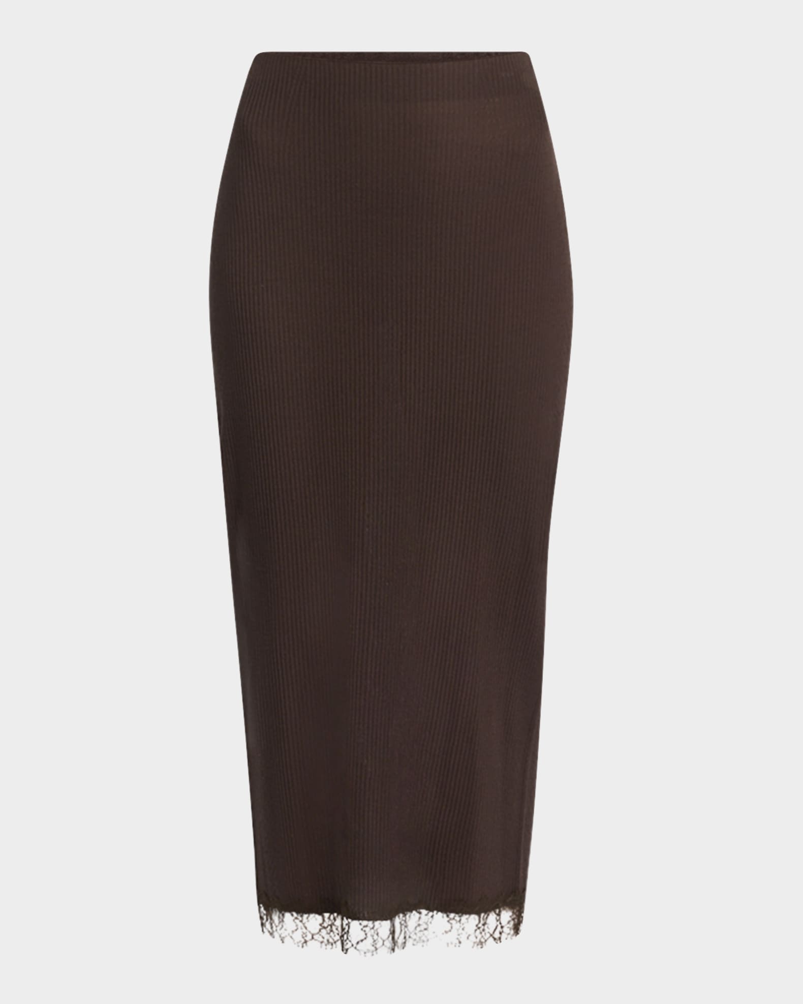 THE ROW Indira Lace-Trim Rib Midi Pencil Skirt | Neiman Marcus