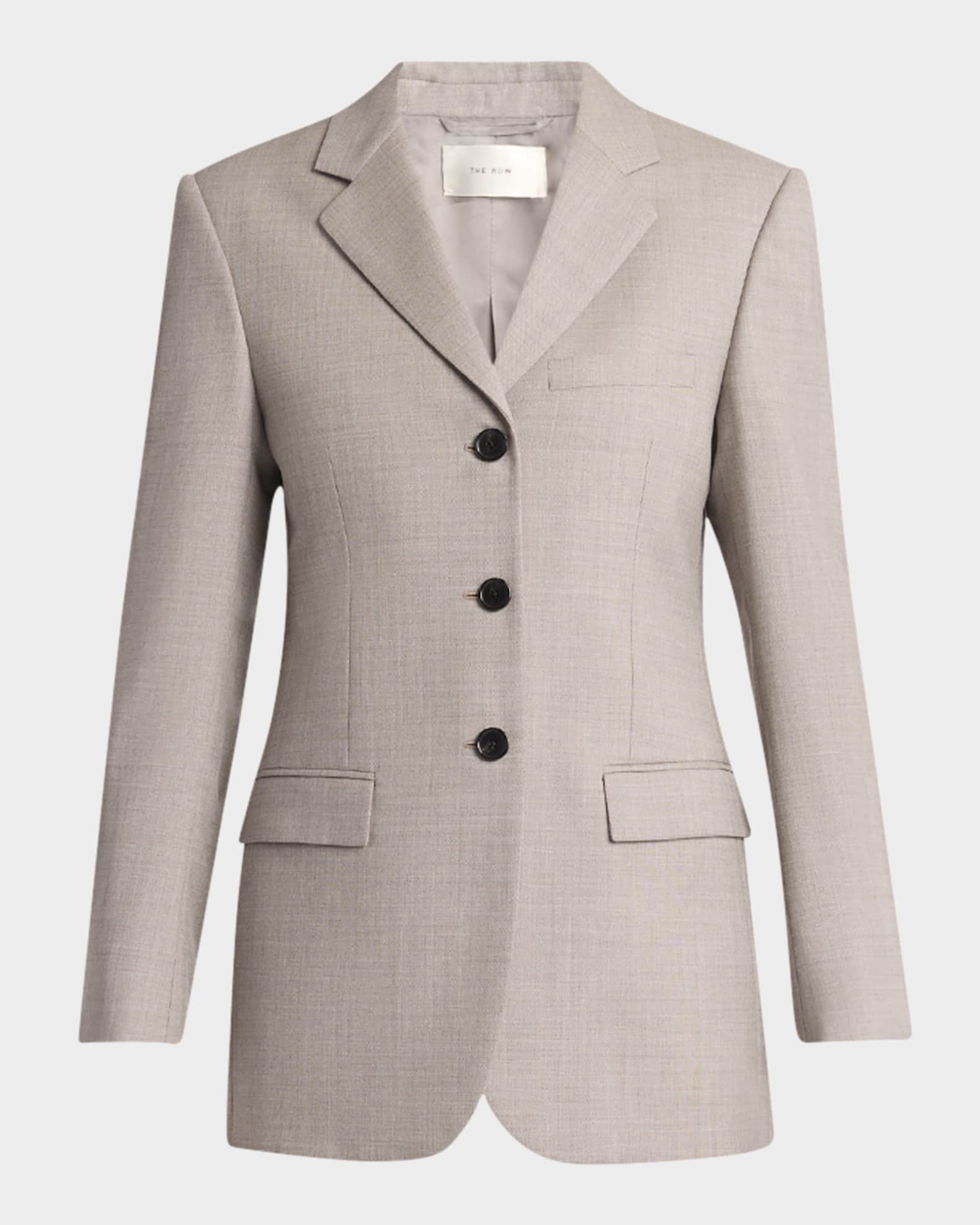 The Row Selene Single Breasted Blazer Jacket Beige Melange Women s 8 Coats Jackets Outerwear Blazers