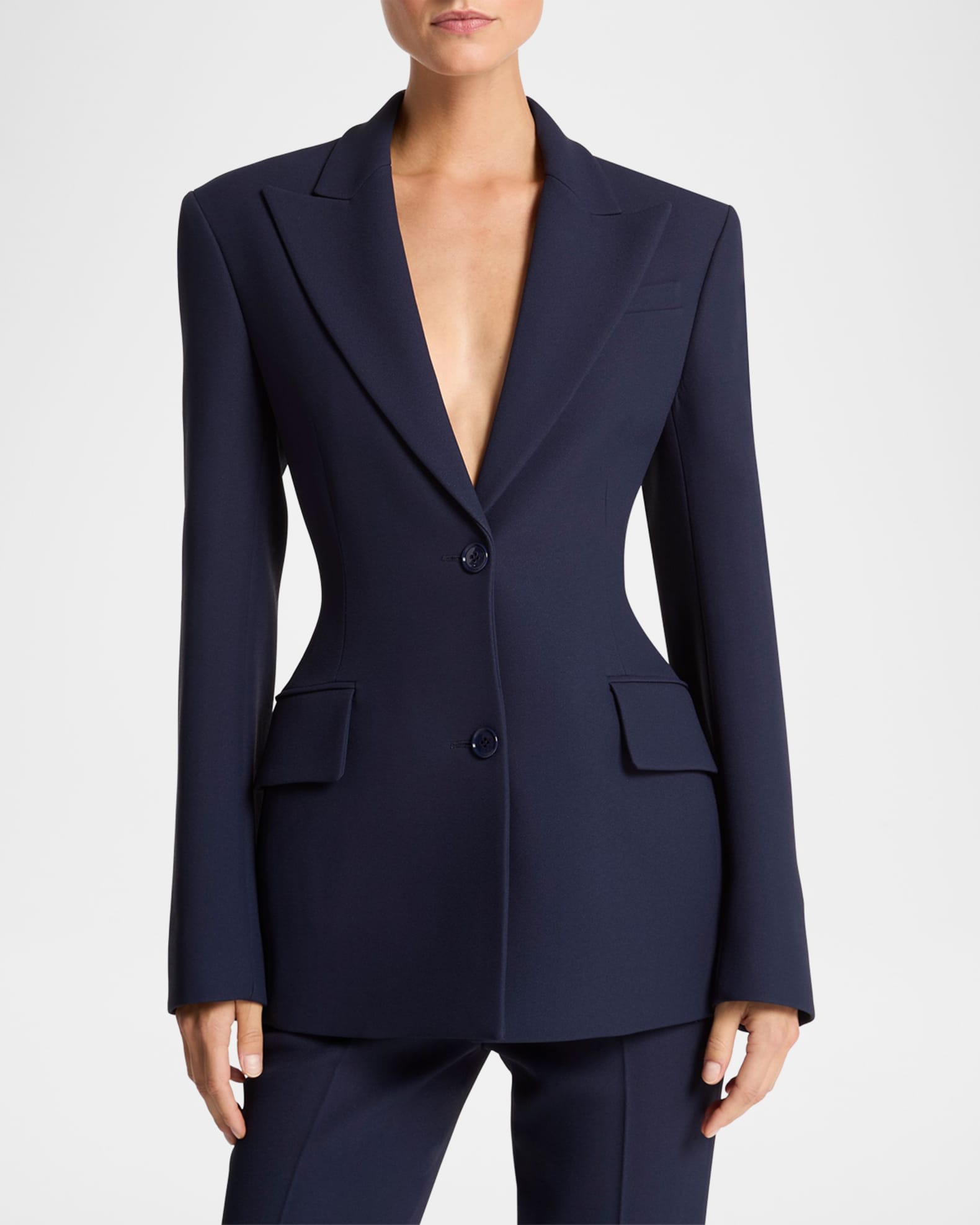 スーツ MICHAEL KORS Women Suit Jackets MF3103WENX409 Blue Michael Kors Collection - Georgina Coast Single Button Blazer