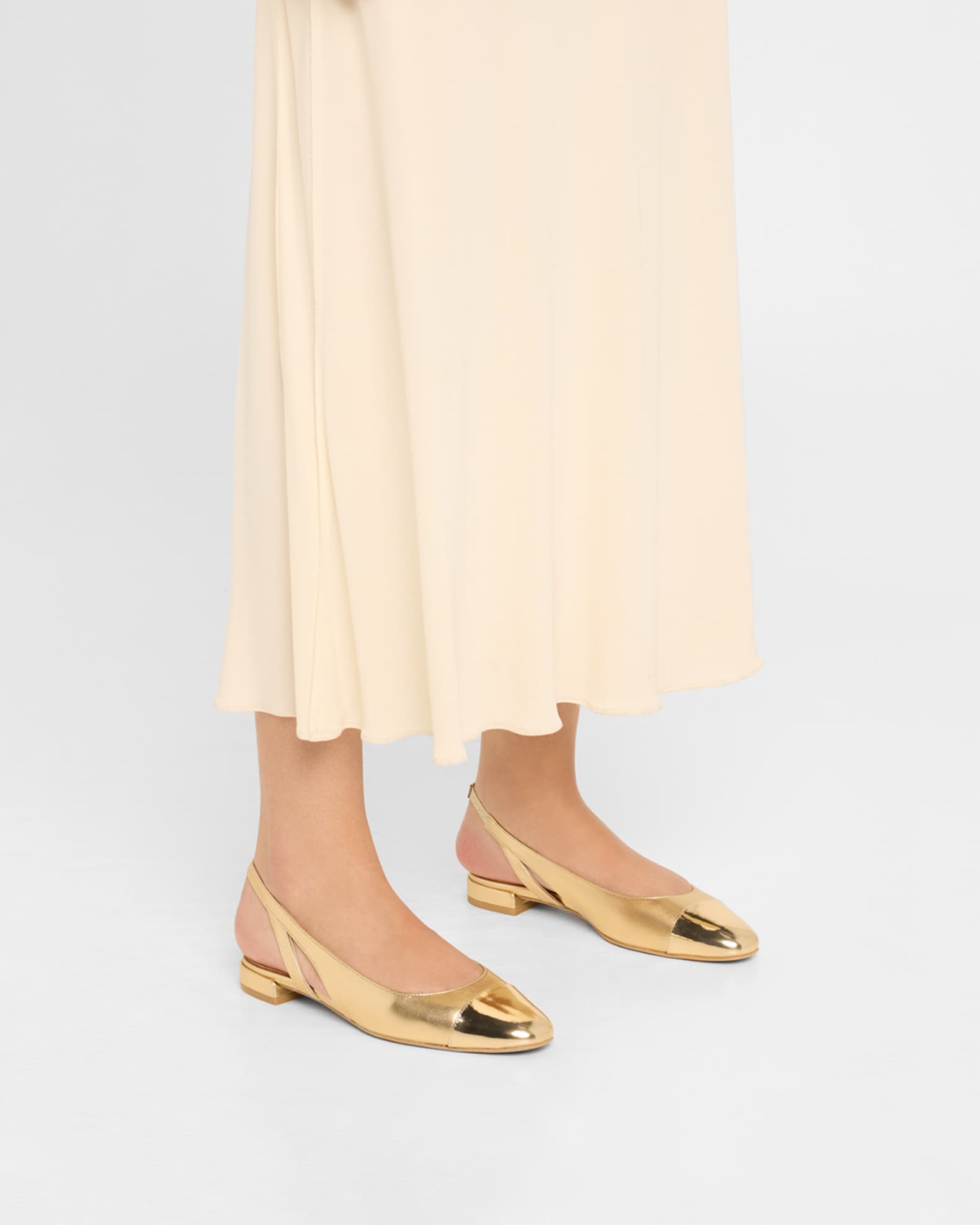 Sleek Cap-Toe Slingback Flats  1