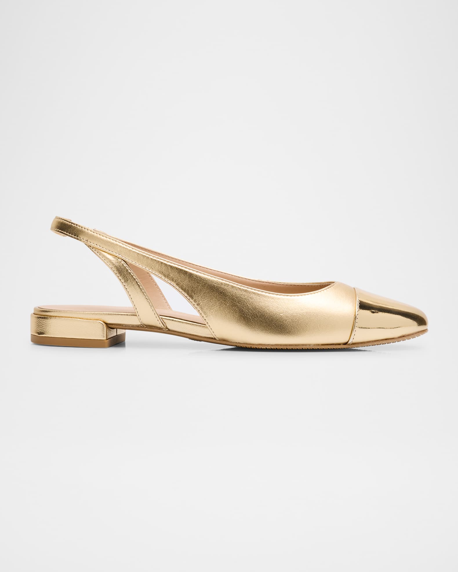 Sleek Cap-Toe Slingback Flats  0