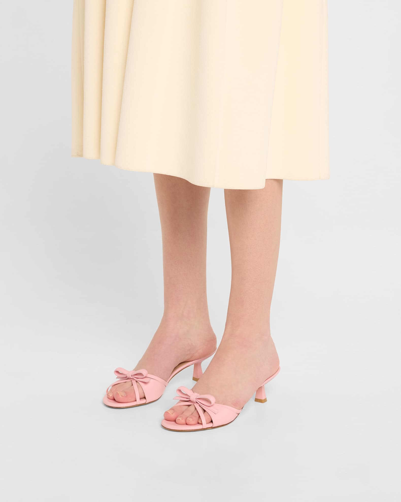 Felicity Leather Bow Kitten-Heel Mules 1