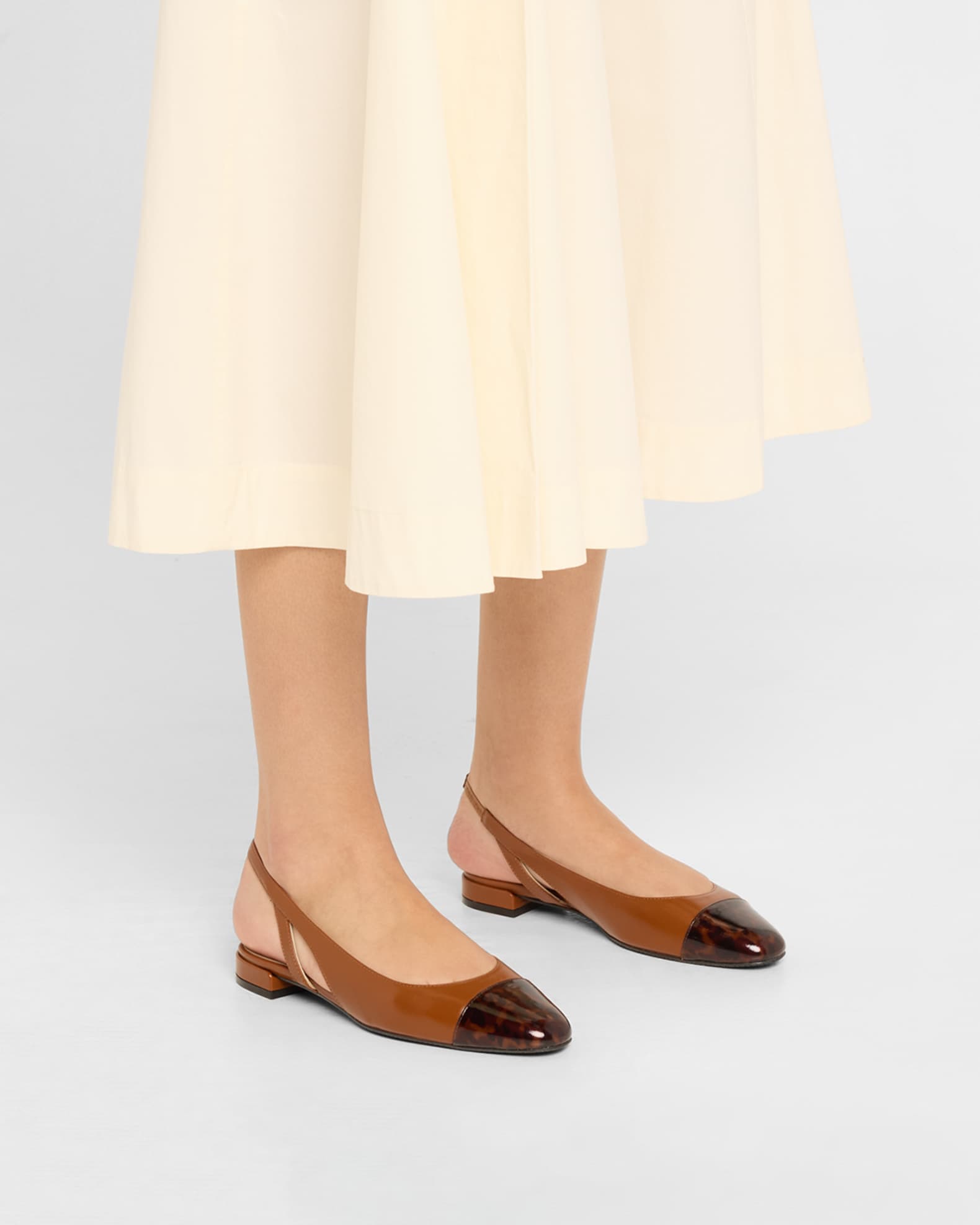 Sleek Leather Slingback Ballerina Flats 1