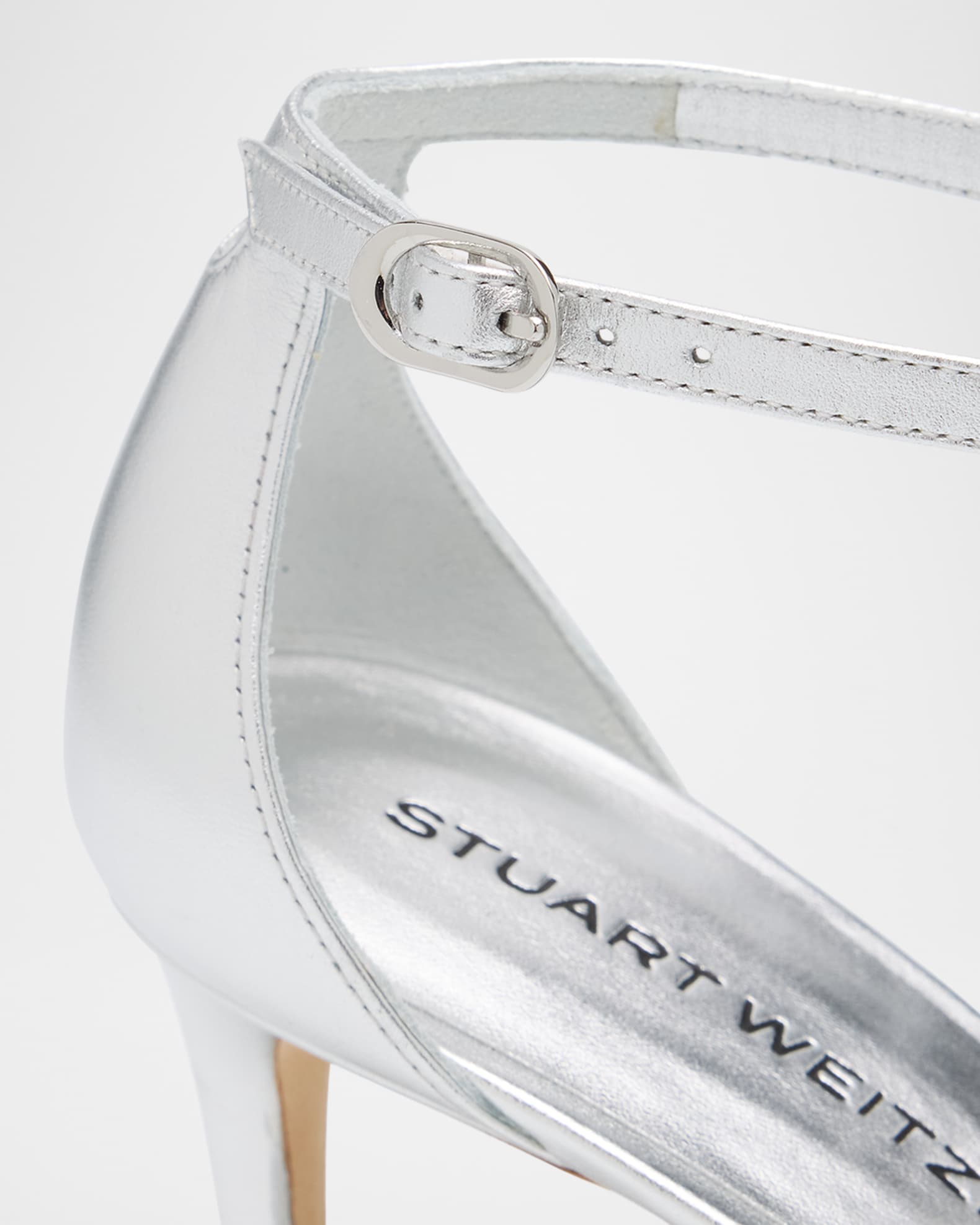 サンダル・ミュール Stuart Weitzman Silver fabric Nudist II sandals NUDIST II SANDAL 75 in SILVER for Women | Stuart Weitzman®