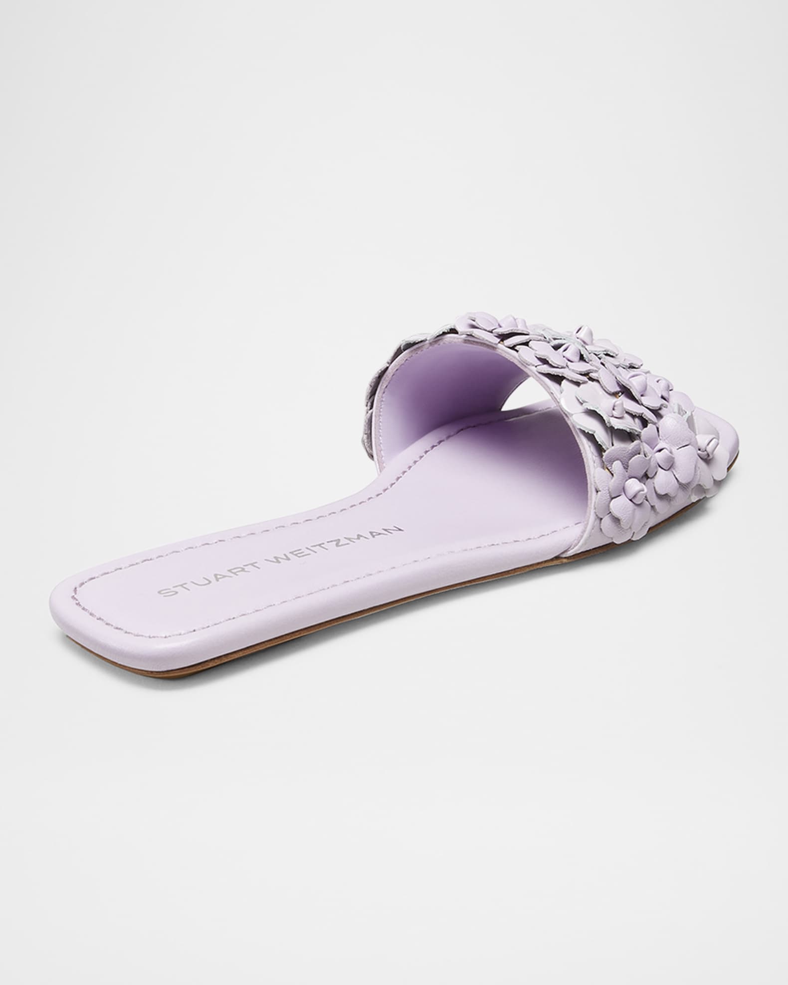 Stuart Weitzman Meadow Flower Leather Slides | Neiman Marcus