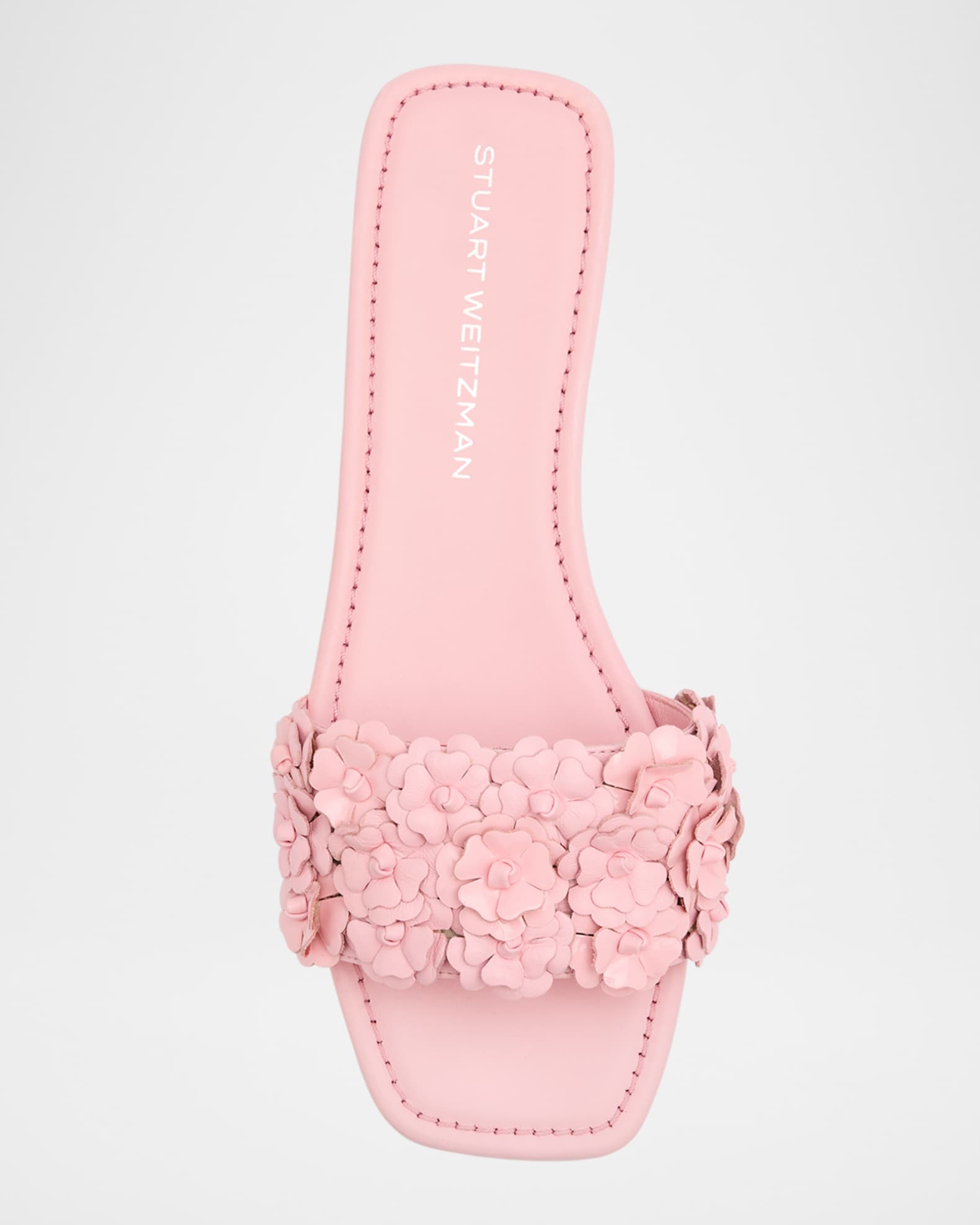 Stuart Weitzman Meadow Flower Leather Slides Neiman Marcus