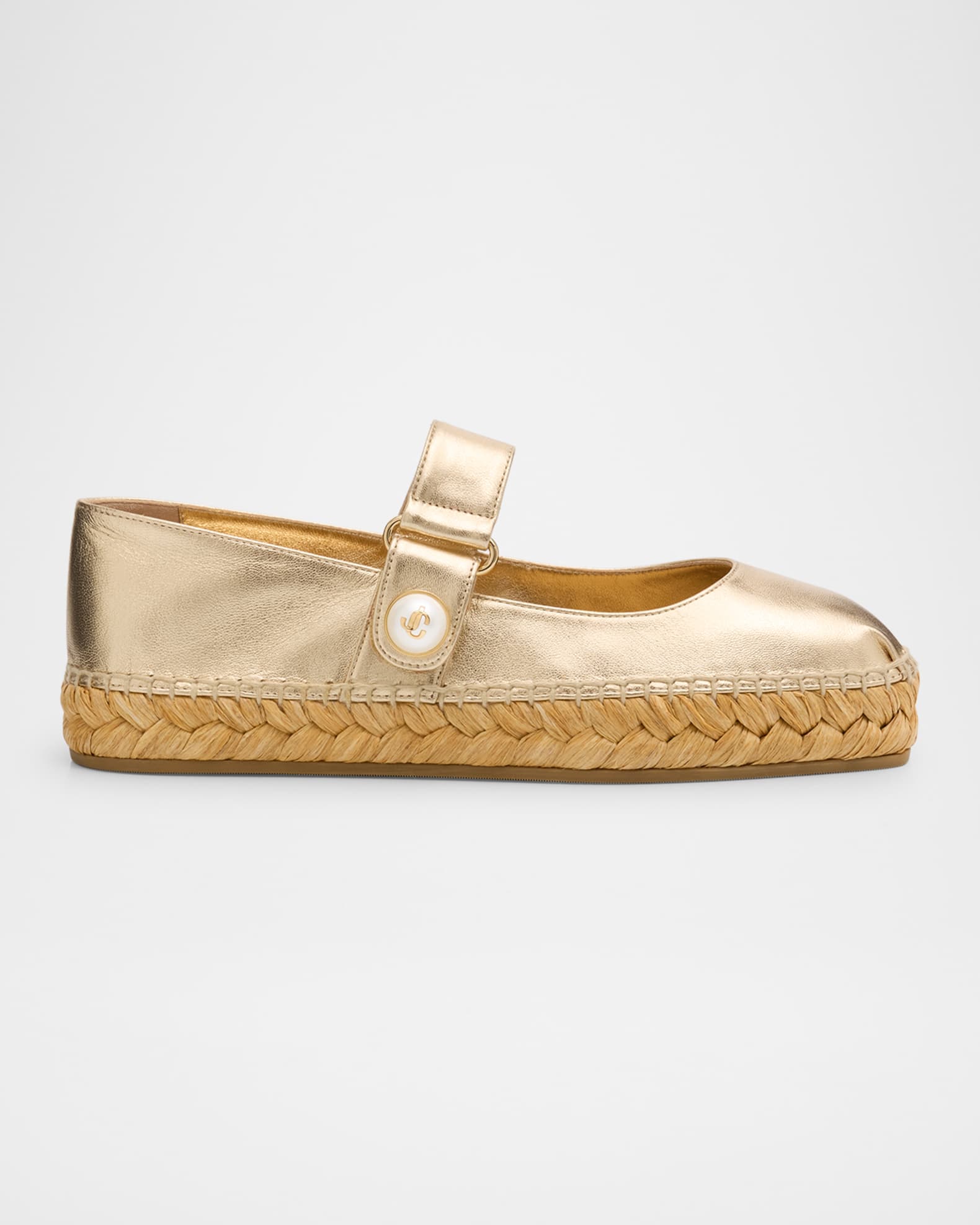 Fayence Metallic Mary Jane Ballerina Espadrilles 0