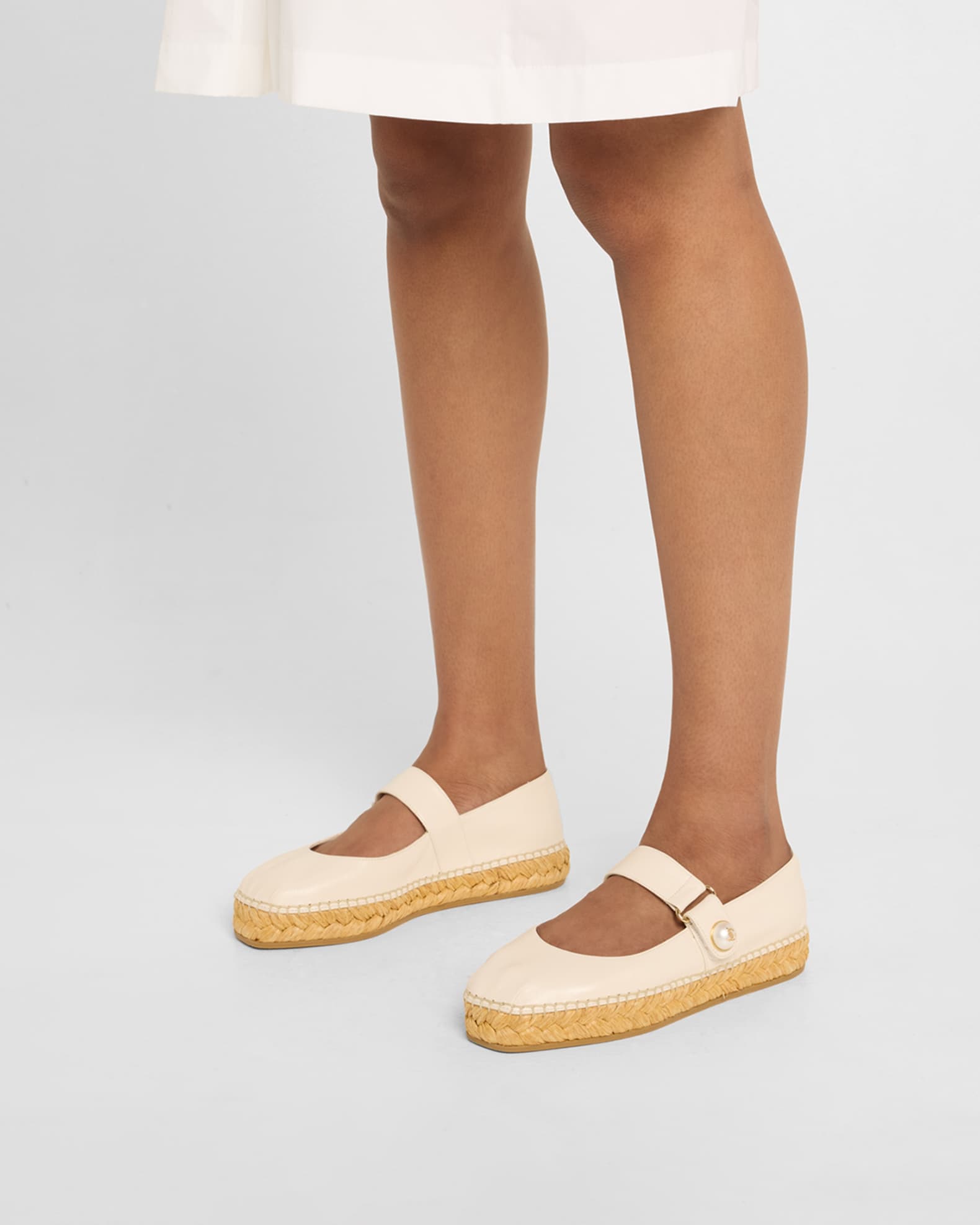 Fayence Leather Mary Jane Ballerina Espadrilles 1