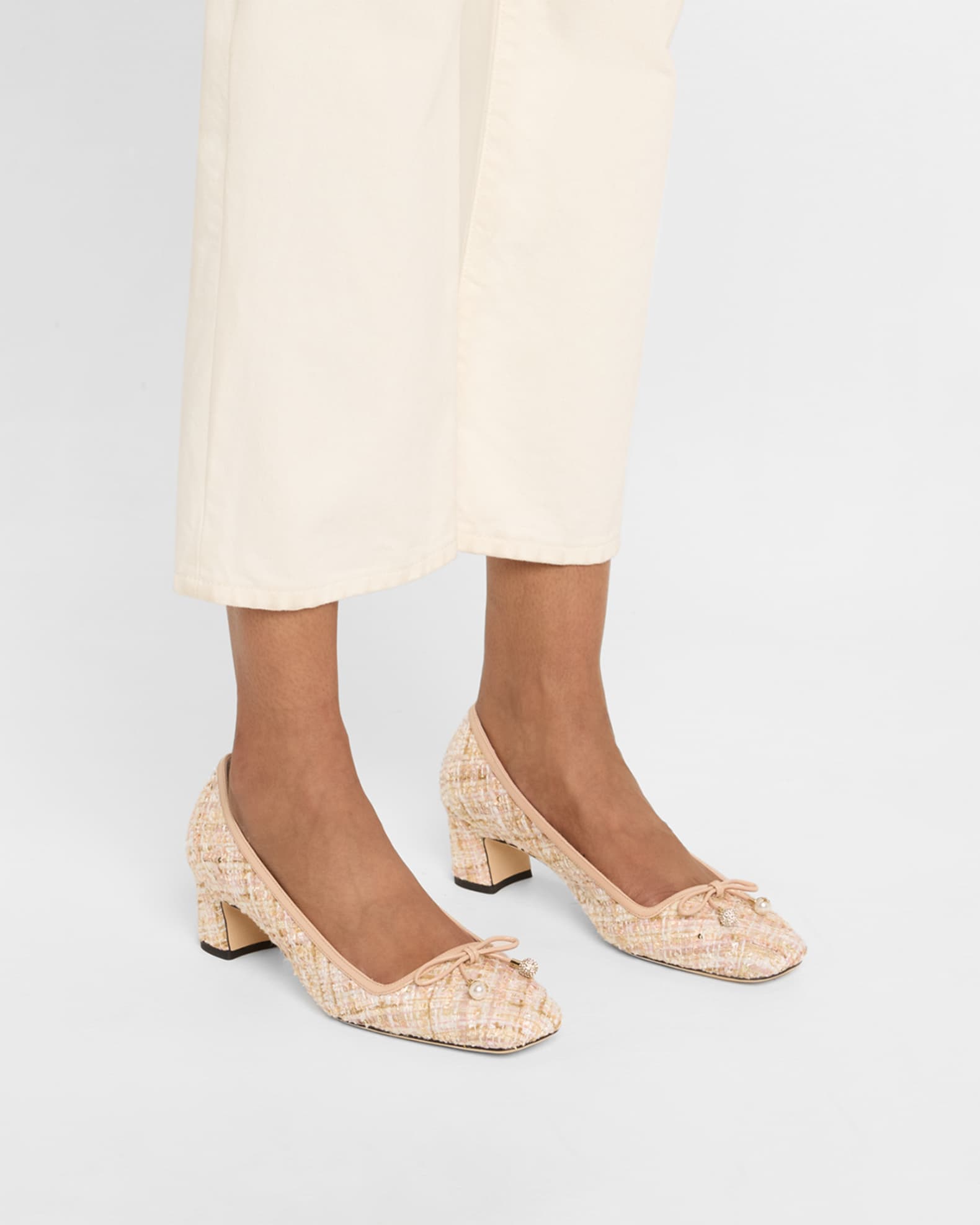 Jimmy Choo Elme Metallic Tweed Bow Ballerina Pumps | Neiman