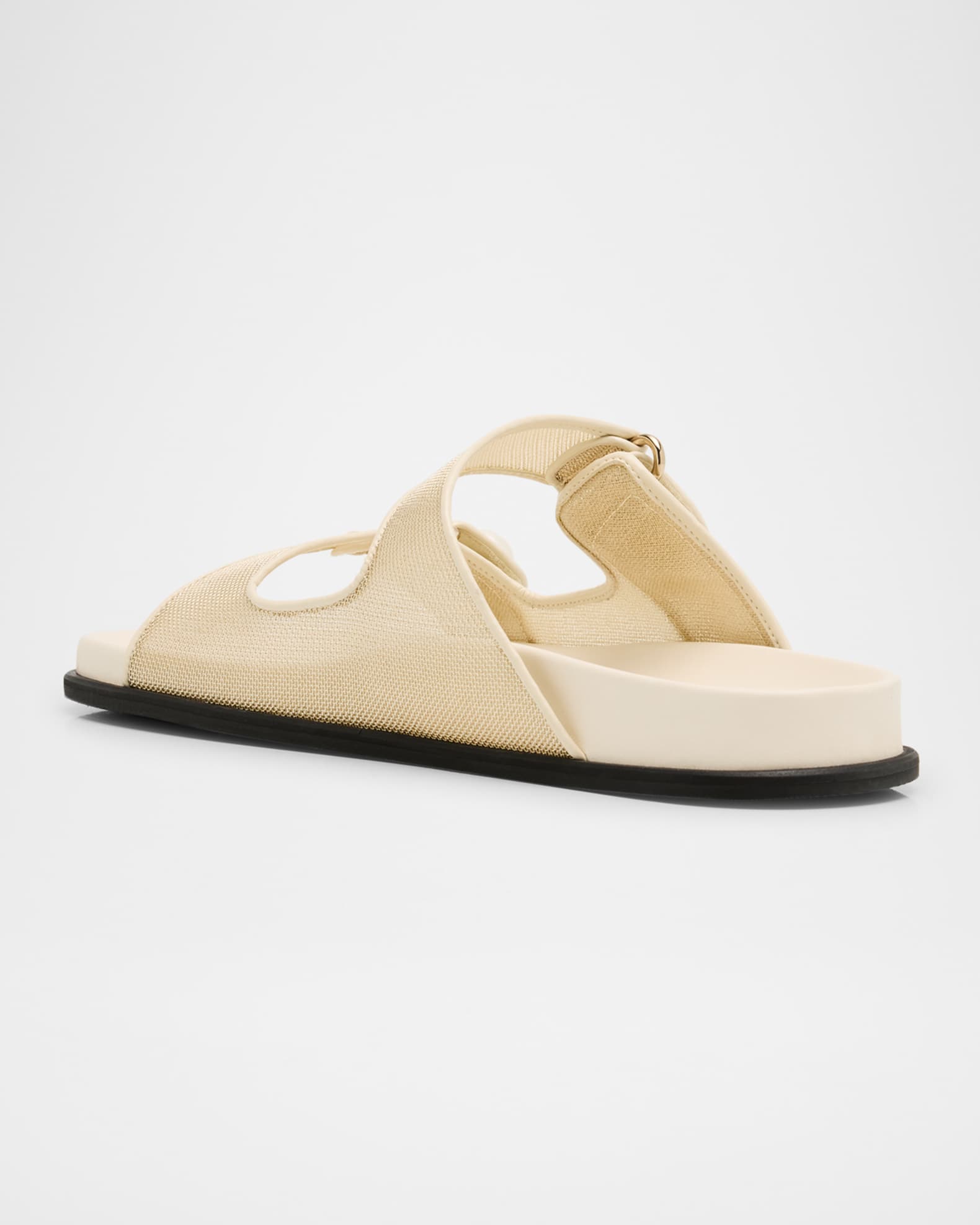 Jimmy Choo Fayence Mesh Pearly Dual-Strap Slide Sandals