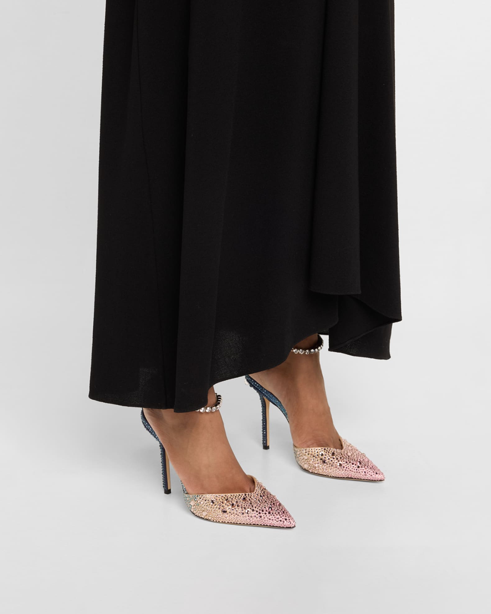 Jimmy Choo Saeda Ombre Crystal Ankle-Strap Pumps | Neiman Marcus