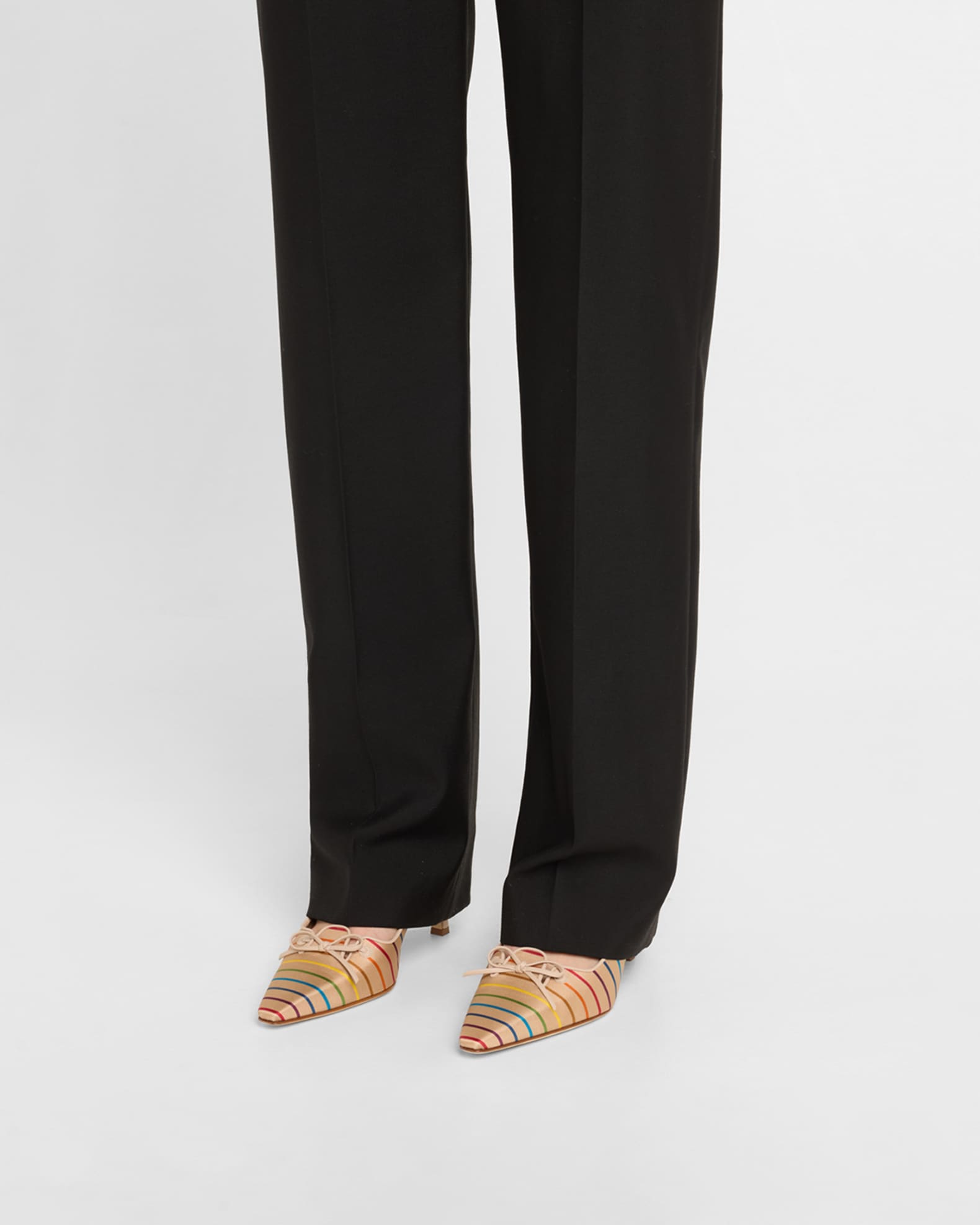 Zaman Stripe Silk and Leather Pumps 1