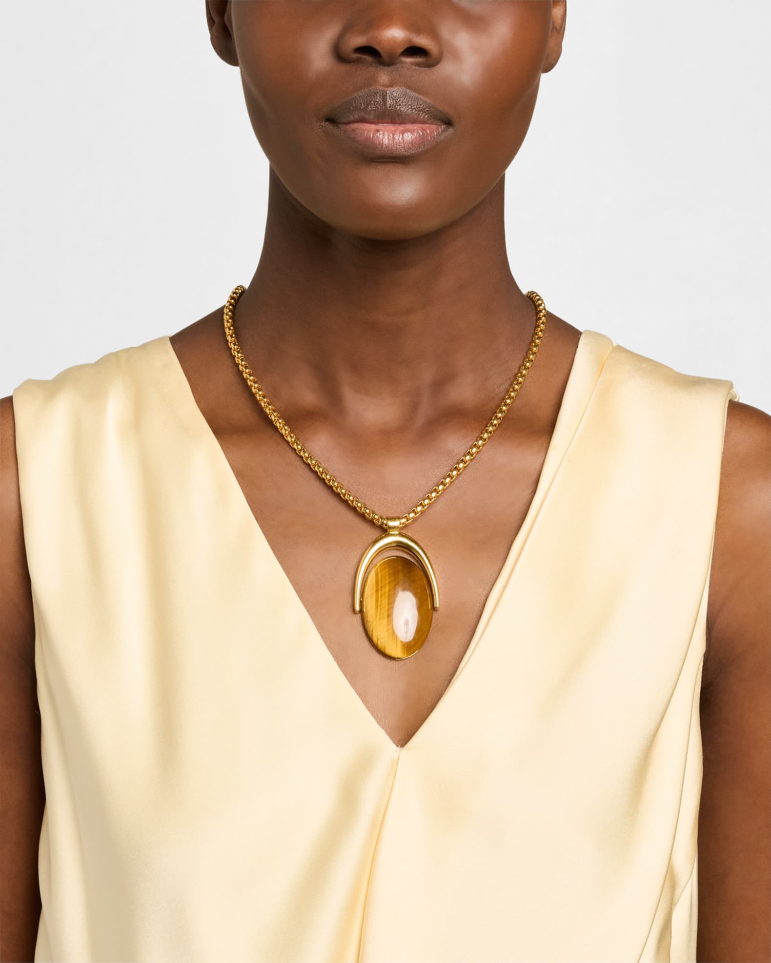 Brass Tiger-Eye Pendant Necklace 1